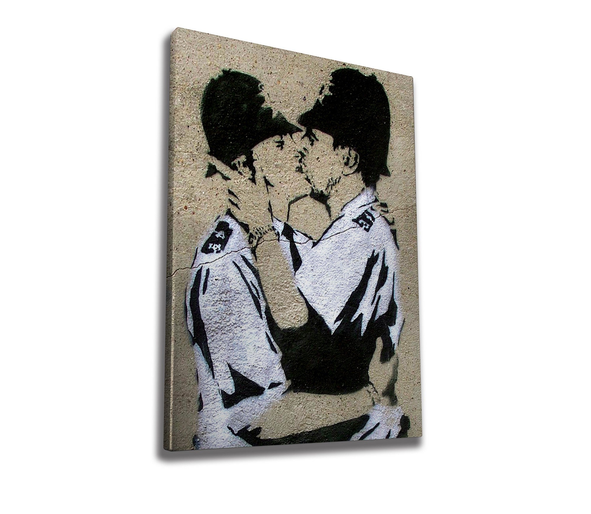 Impressionante tela decorativa de Banksy, 50 x 70 cm, 50% algodão/50% poliéster, emoldurada em madeira de 2 x 3 cm | Perfeito para amantes da arte moderna