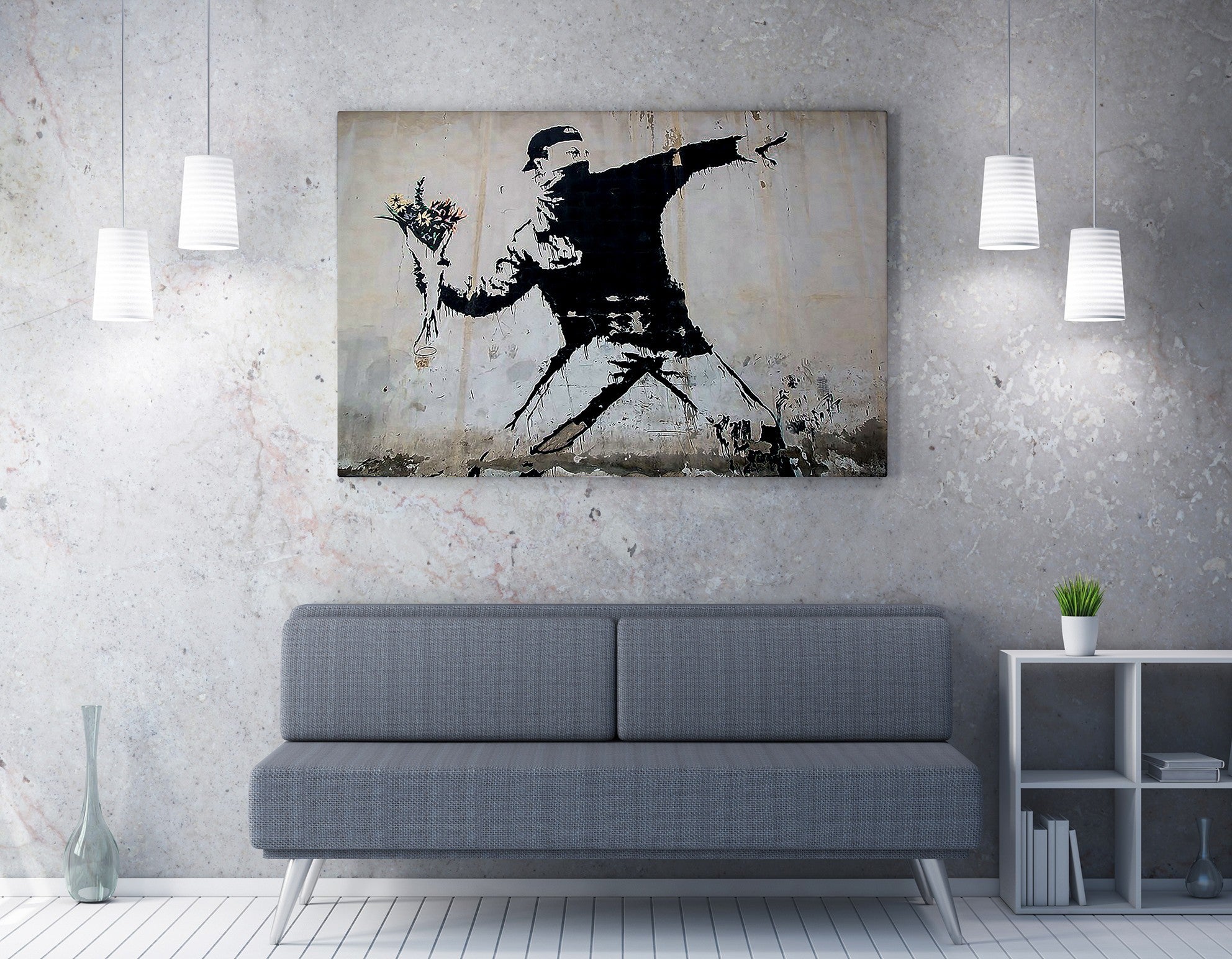 Pintura decorativa em tela com moldura – 50 x 70 cm – madeira – algodão/poliéster