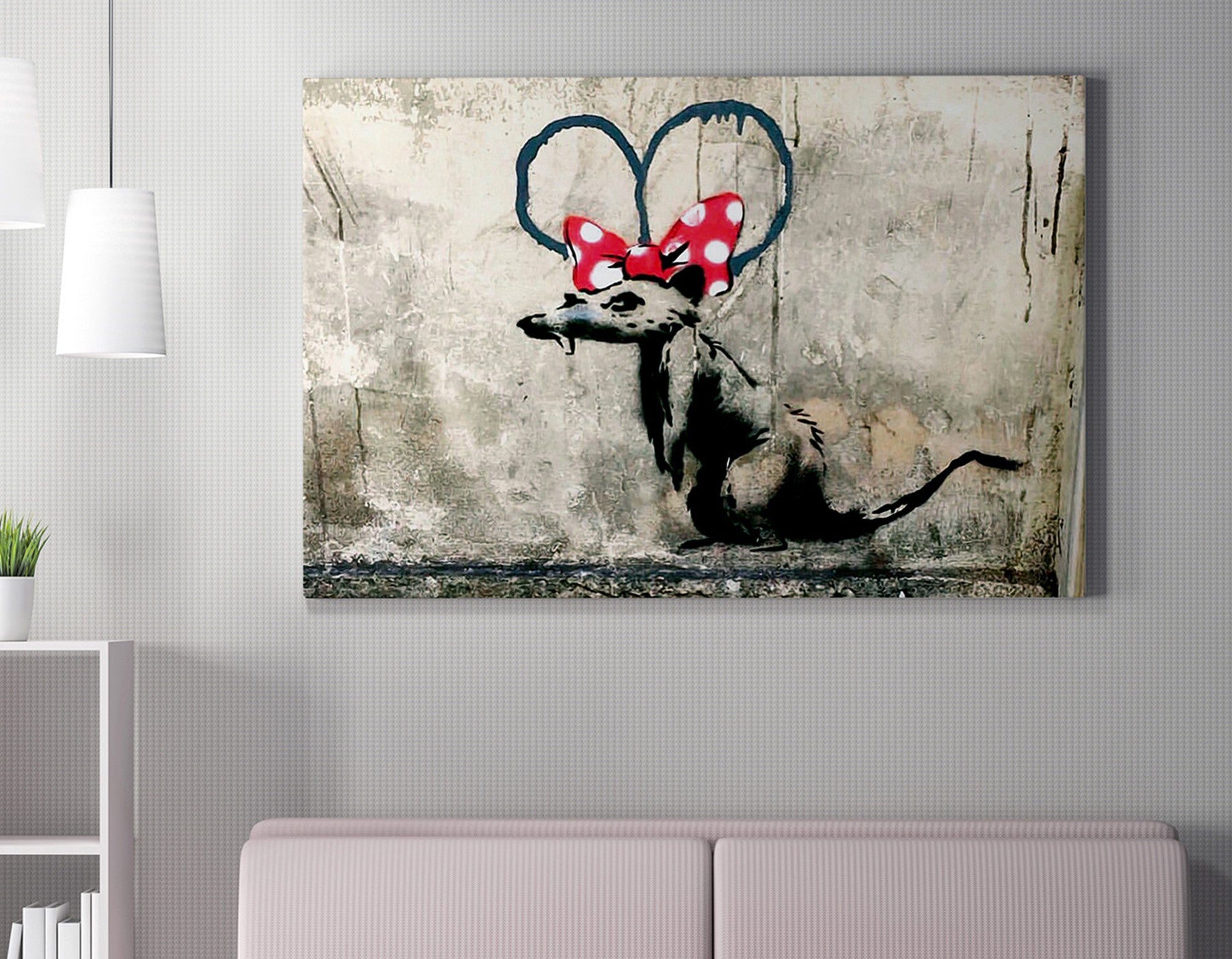Impressionante tela decorativa de Banksy, 50 x 70 cm, 50% algodão/50% poliéster, emoldurada em madeira de 2 x 3 cm | Perfeito para amantes da arte moderna