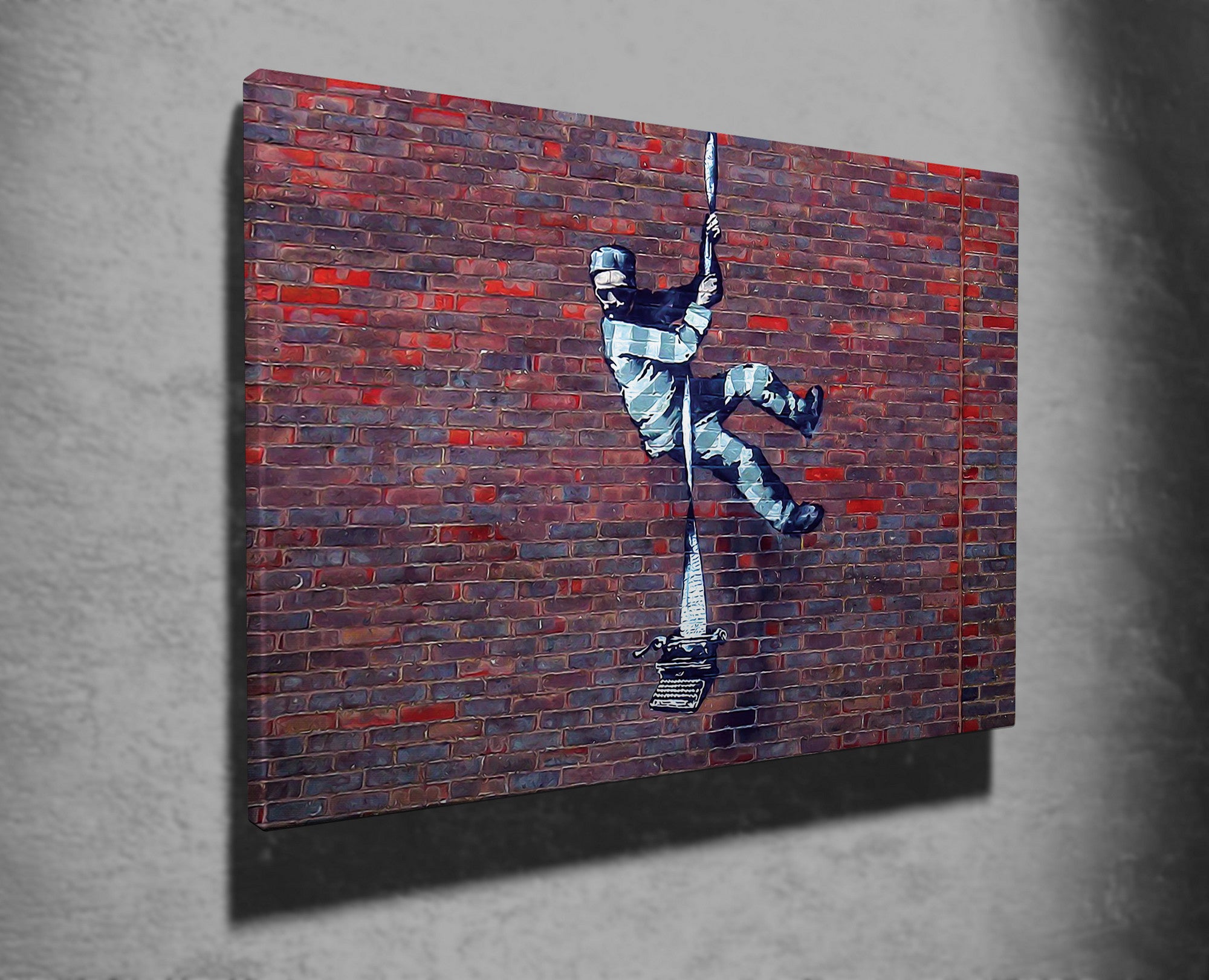 Impressionante tela decorativa de Banksy, 70 x 100 cm, 50% algodão/50% poliéster, emoldurada com moldura de madeira de 2 x 3 cm | Perfeito para decoração moderna