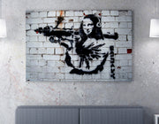 Impressionante tela decorativa de Banksy, 50 x 70 cm, 50% algodão/50% poliéster, emoldurada em madeira de 2 x 3 cm | Perfeito para amantes da arte moderna