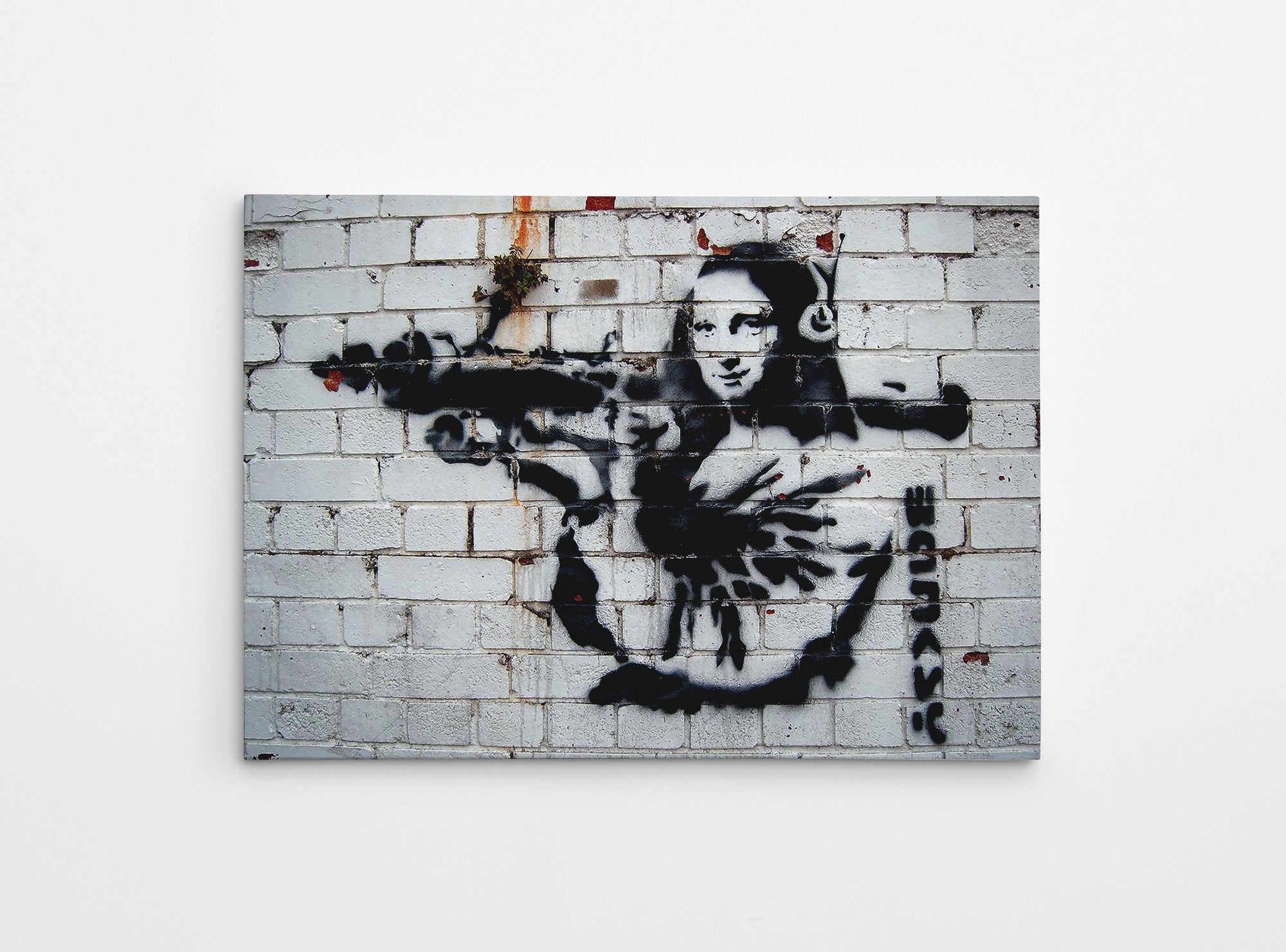 Impressionante tela decorativa de Banksy, 50 x 70 cm, 50% algodão/50% poliéster, emoldurada em madeira de 2 x 3 cm | Perfeito para amantes da arte moderna