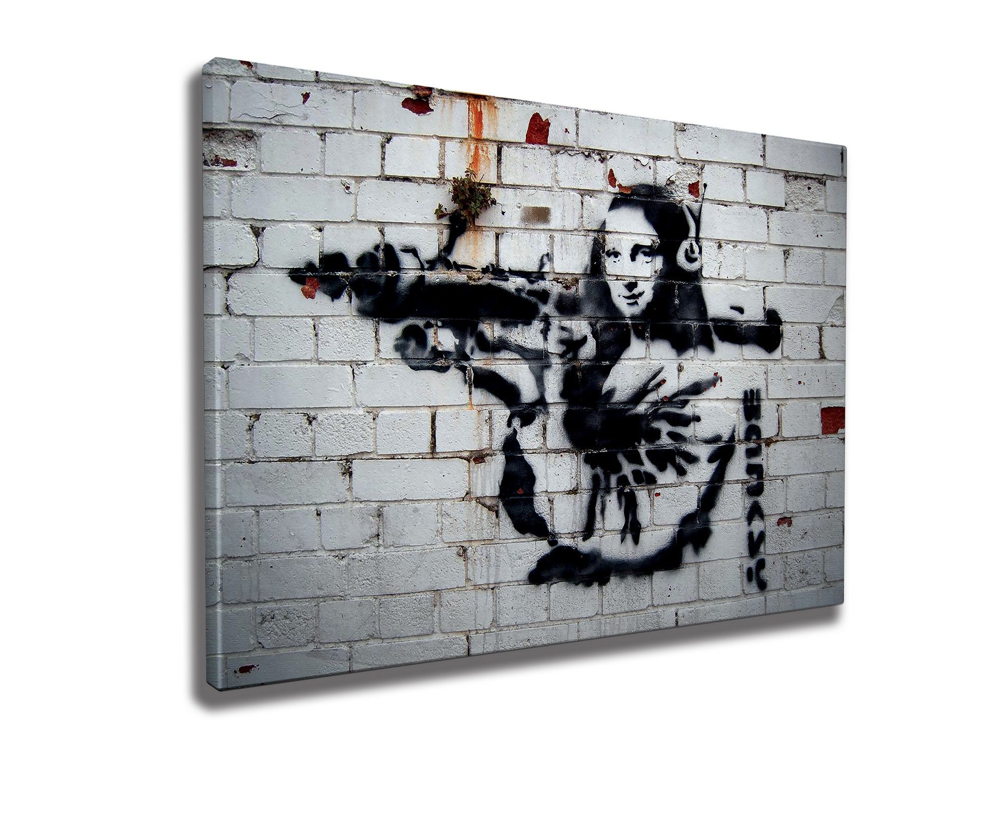 Impressionante tela decorativa de Banksy, 50 x 70 cm, 50% algodão/50% poliéster, emoldurada em madeira de 2 x 3 cm | Perfeito para amantes da arte moderna