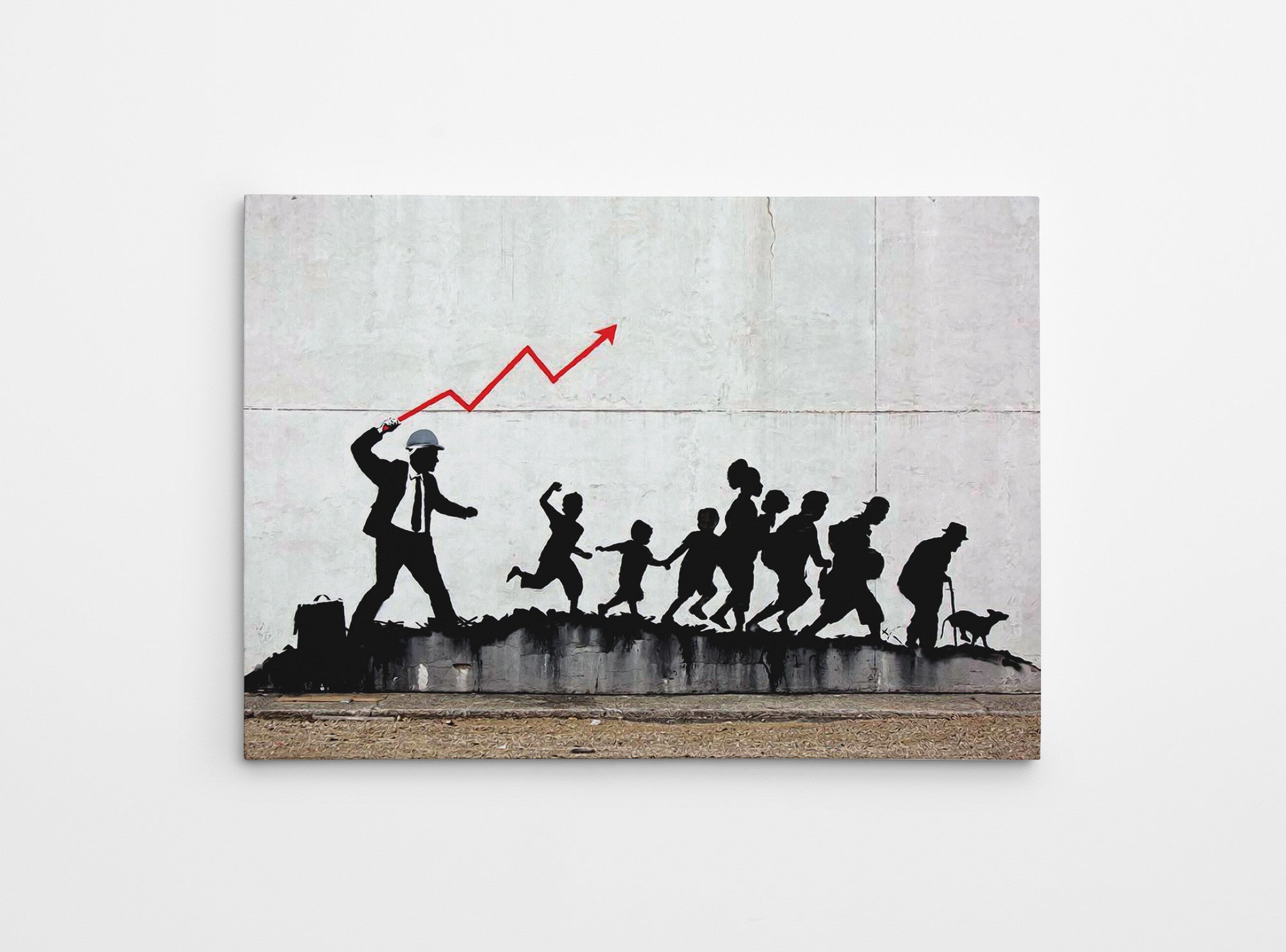 Impressionante tela decorativa de Banksy, 50 x 70 cm, 50% algodão/50% poliéster, emoldurada em madeira de 2 x 3 cm | Perfeito para amantes da arte moderna