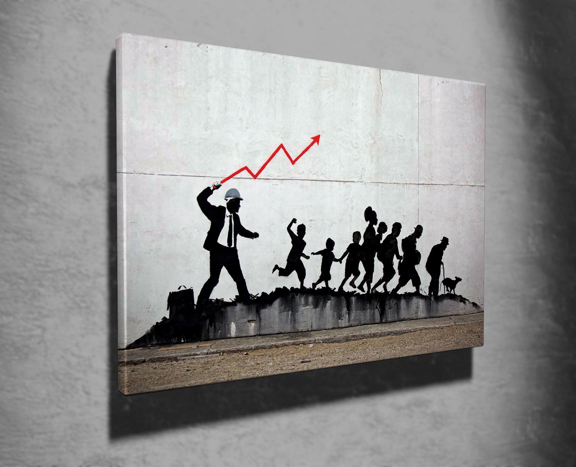 Impressionante tela decorativa de Banksy, 50 x 70 cm, 50% algodão/50% poliéster, emoldurada em madeira de 2 x 3 cm | Perfeito para amantes da arte moderna