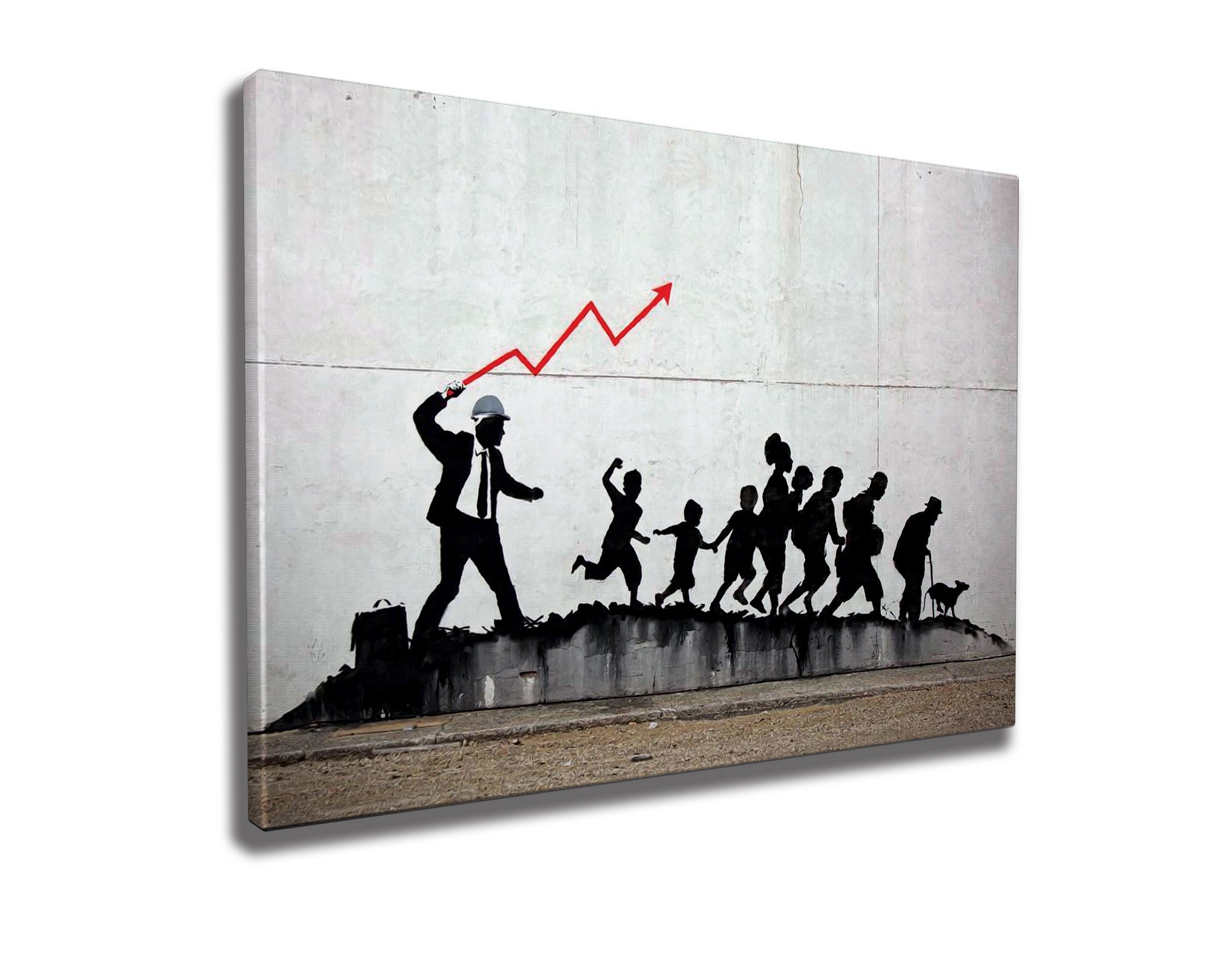 Impressionante tela decorativa de Banksy, 50 x 70 cm, 50% algodão/50% poliéster, emoldurada em madeira de 2 x 3 cm | Perfeito para amantes da arte moderna