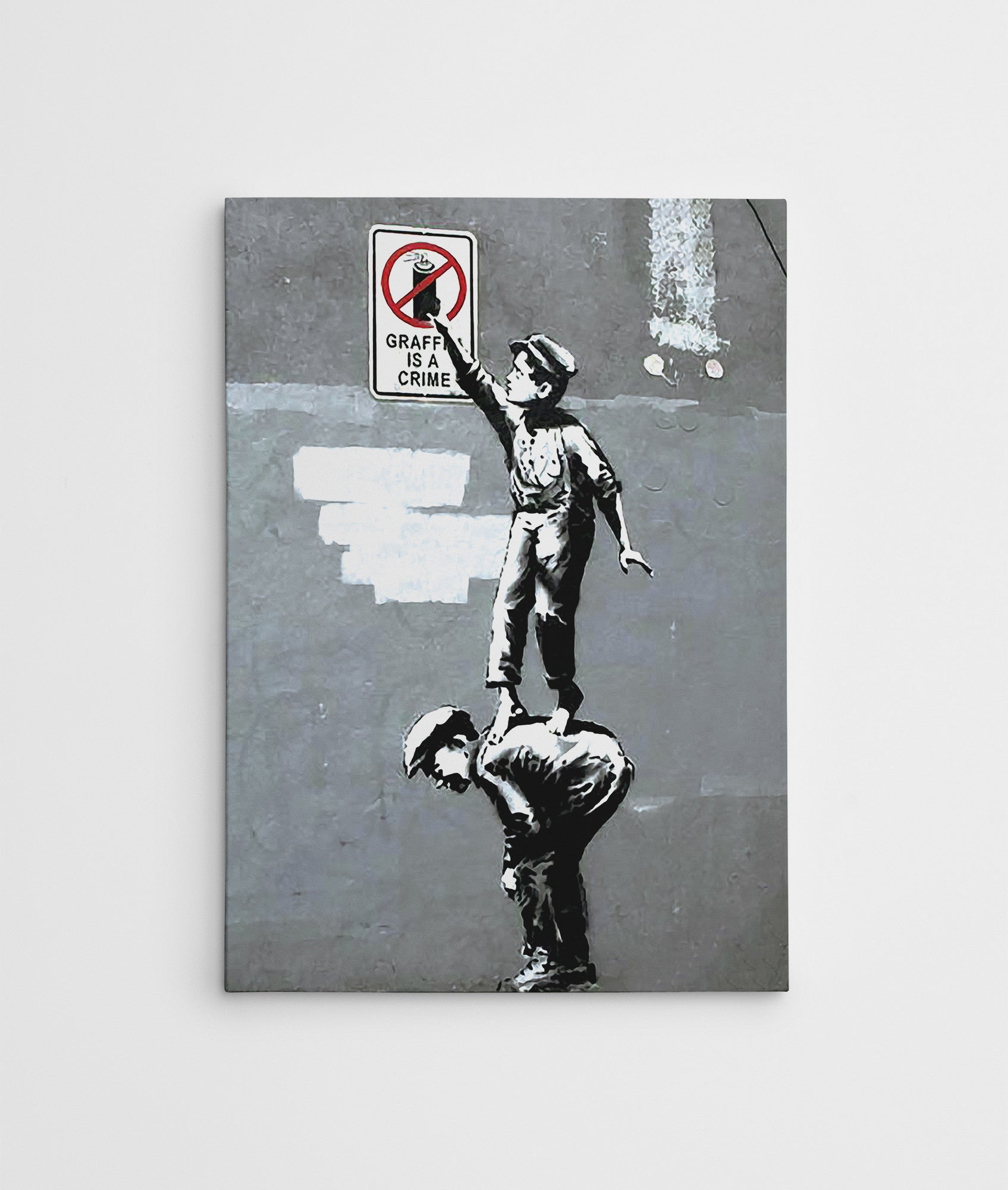 Impressionante tela decorativa de Banksy, 50 x 70 cm, 50% algodão/50% poliéster, emoldurada em madeira de 2 x 3 cm | Perfeito para amantes da arte moderna