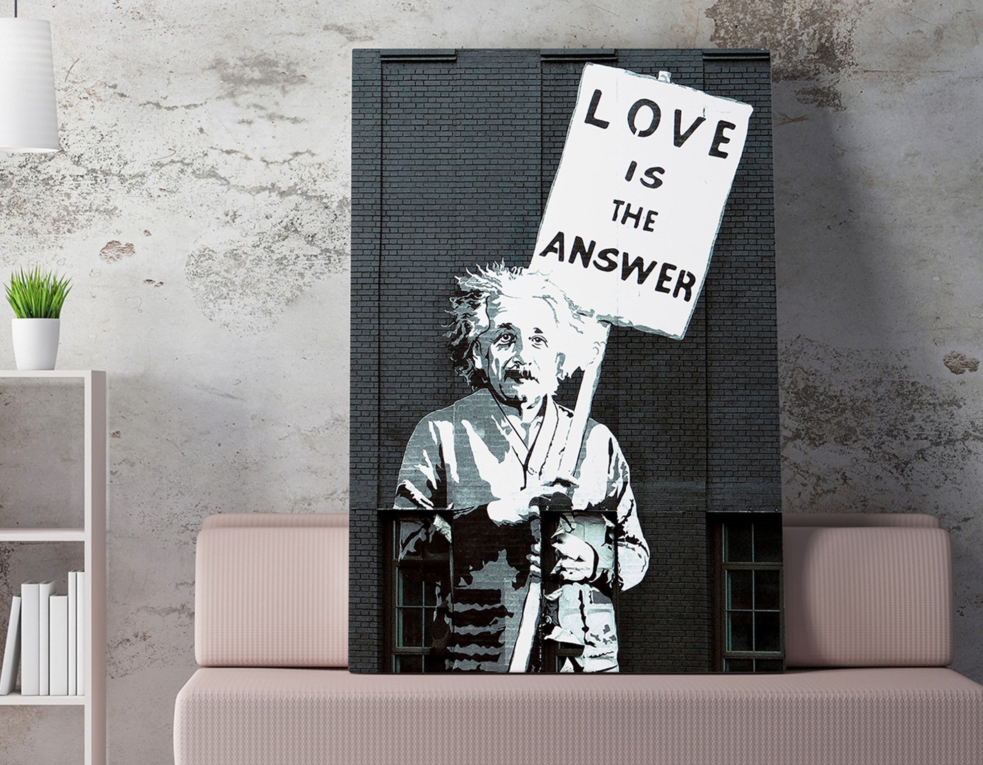 Impressionante tela decorativa de Banksy, 50 x 70 cm, 50% algodão/50% poliéster, emoldurada em madeira de 2 x 3 cm | Perfeito para amantes da arte moderna