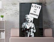 Impressionante tela decorativa de Banksy, 70 x 100 cm, 50% algodão/50% poliéster, emoldurada com moldura de madeira de 2 x 3 cm | Perfeito para decoração moderna