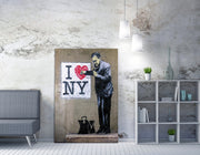 Impressionante tela decorativa de Banksy, 50 x 70 cm, 50% algodão/50% poliéster, emoldurada em madeira de 2 x 3 cm | Perfeito para amantes da arte moderna