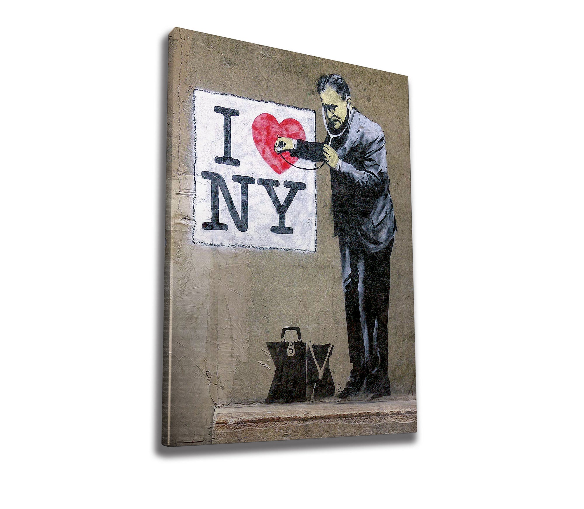 Impressionante tela decorativa de Banksy, 50 x 70 cm, 50% algodão/50% poliéster, emoldurada em madeira de 2 x 3 cm | Perfeito para amantes da arte moderna