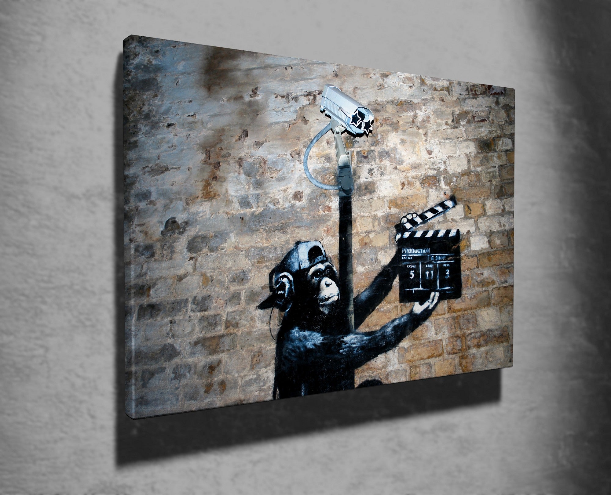 Impressionante tela decorativa de Banksy, 50 x 70 cm, 50% algodão/50% poliéster, emoldurada em madeira de 2 x 3 cm | Perfeito para amantes da arte moderna