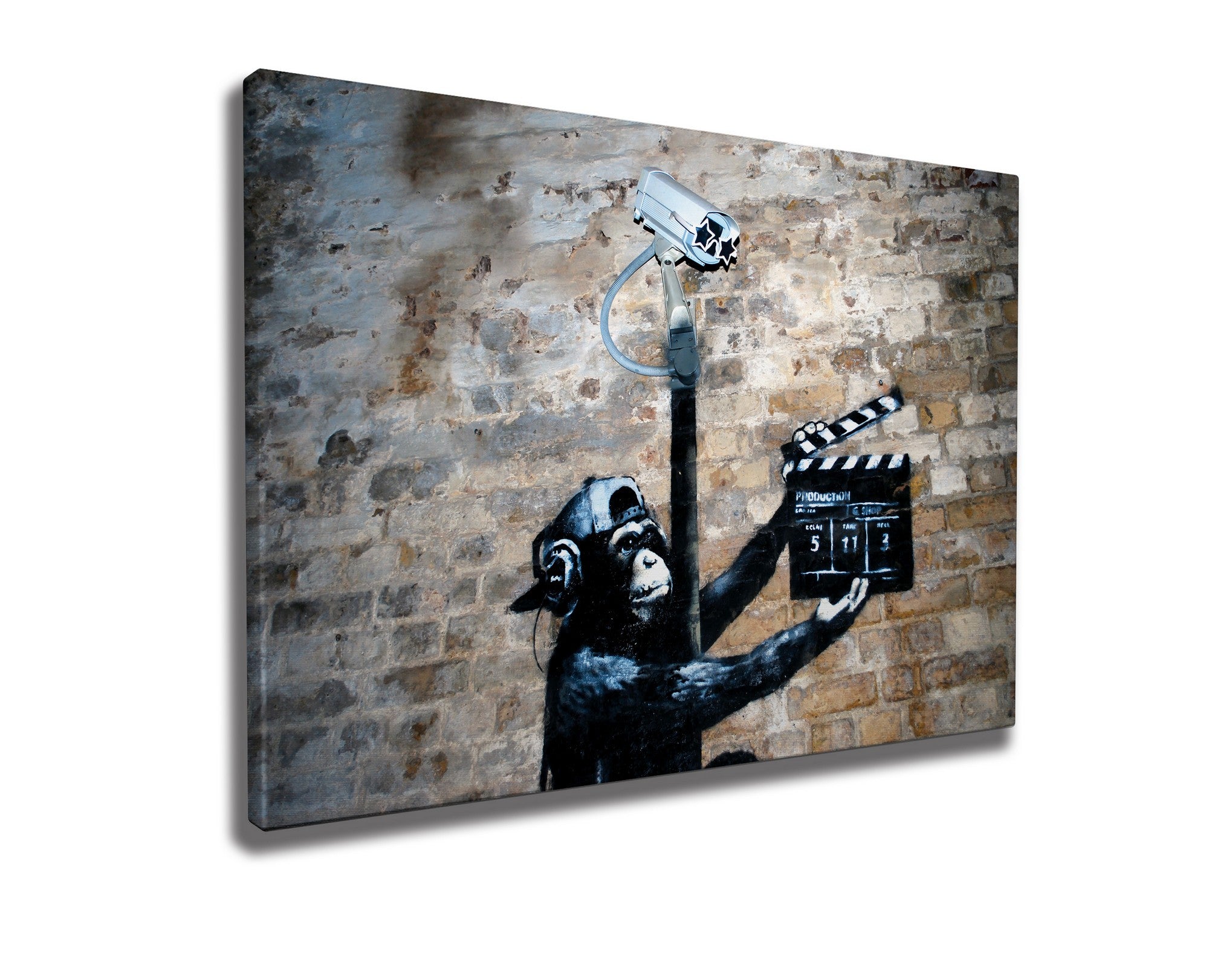 Impressionante tela decorativa de Banksy, 50 x 70 cm, 50% algodão/50% poliéster, emoldurada em madeira de 2 x 3 cm | Perfeito para amantes da arte moderna