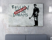 Impressionante tela decorativa de Banksy, 50 x 70 cm, 50% algodão/50% poliéster, emoldurada em madeira de 2 x 3 cm | Perfeito para amantes da arte moderna