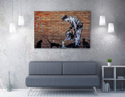 Impressionante tela decorativa de Banksy, 70 x 100 cm, 50% algodão/50% poliéster, emoldurada com moldura de madeira de 2 x 3 cm | Perfeito para decoração moderna