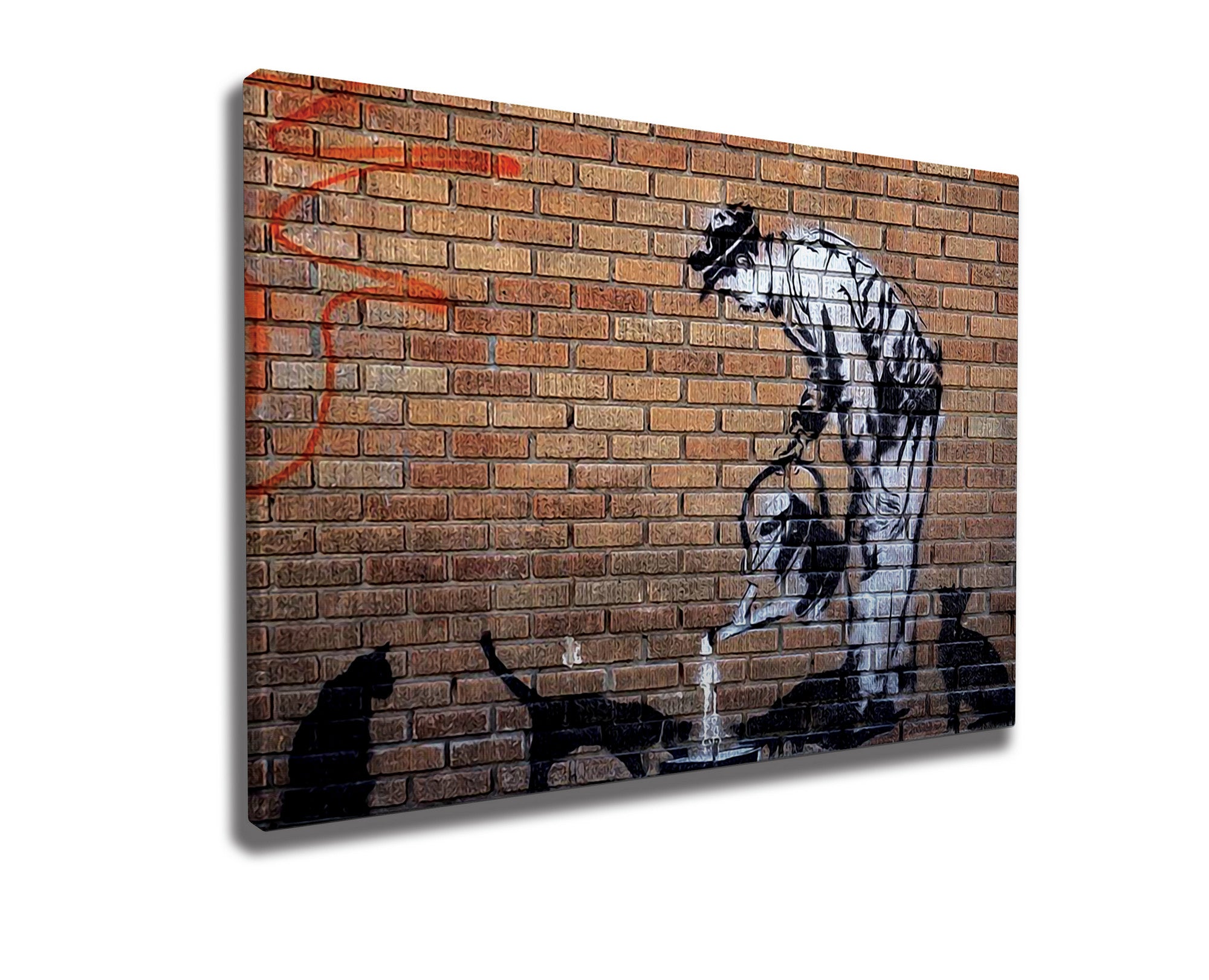 Impressionante tela decorativa de Banksy, 70 x 100 cm, 50% algodão/50% poliéster, emoldurada com moldura de madeira de 2 x 3 cm | Perfeito para decoração moderna