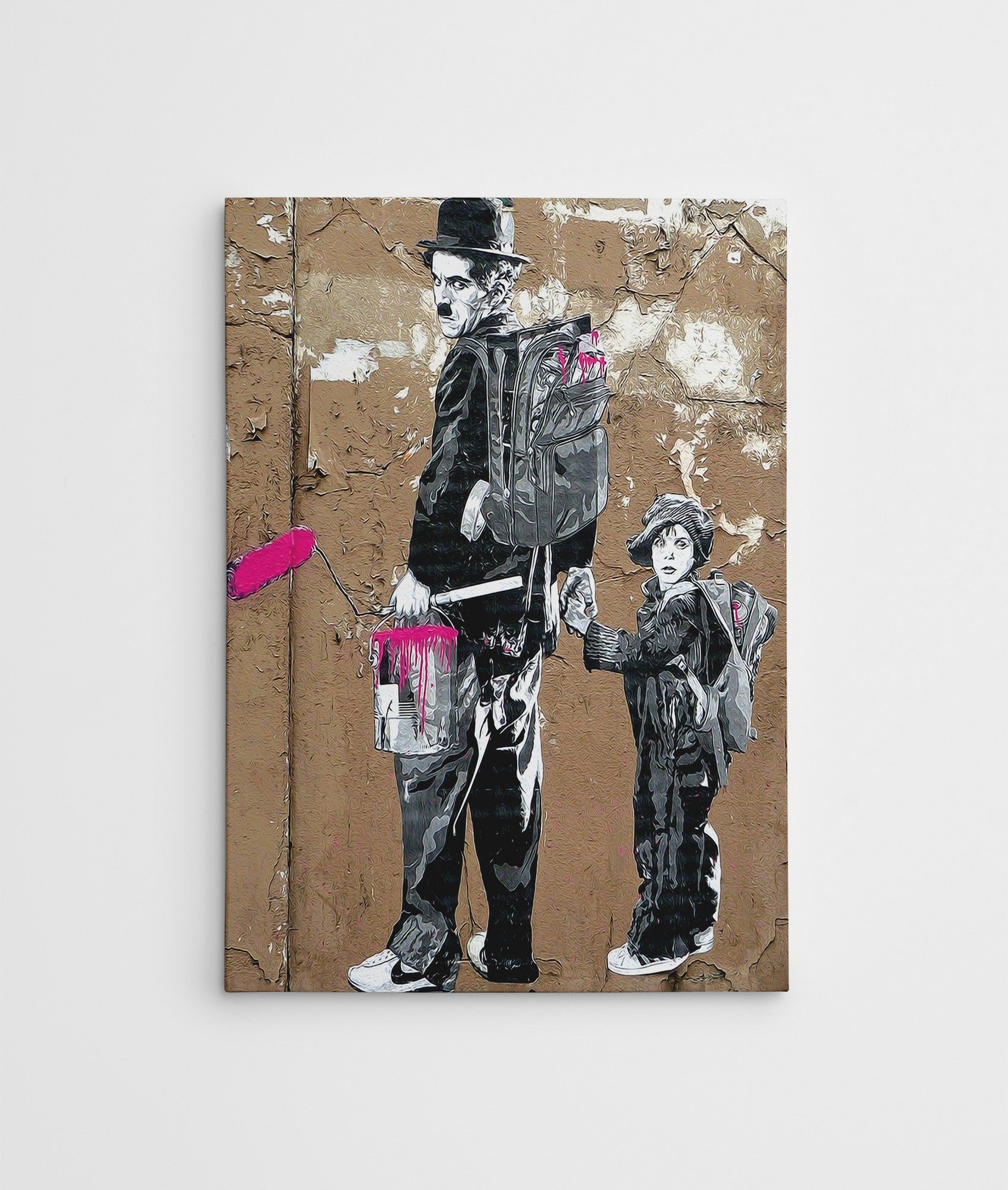 Impressionante tela decorativa de Banksy, 50 x 70 cm, 50% algodão/50% poliéster, emoldurada em madeira de 2 x 3 cm | Perfeito para amantes da arte moderna