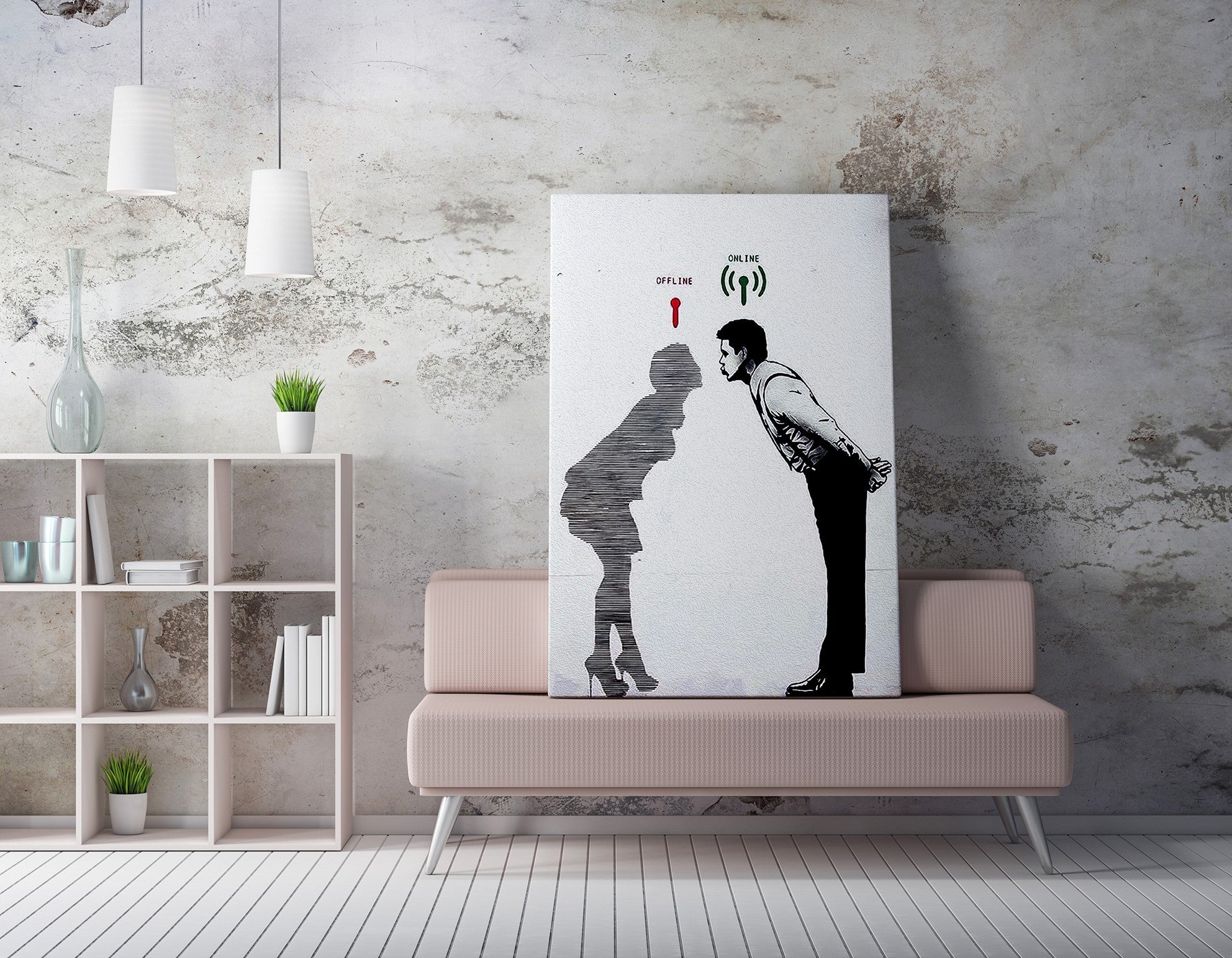 Quadro Decorativo em Tela WY60 Multicolor 50x70cm - Impressão Digital com Moldura de Madeira