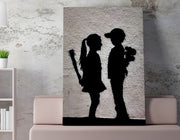 Impressionante tela decorativa de Banksy, 50 x 70 cm, 50% algodão/50% poliéster, emoldurada em madeira de 2 x 3 cm | Perfeito para amantes da arte moderna
