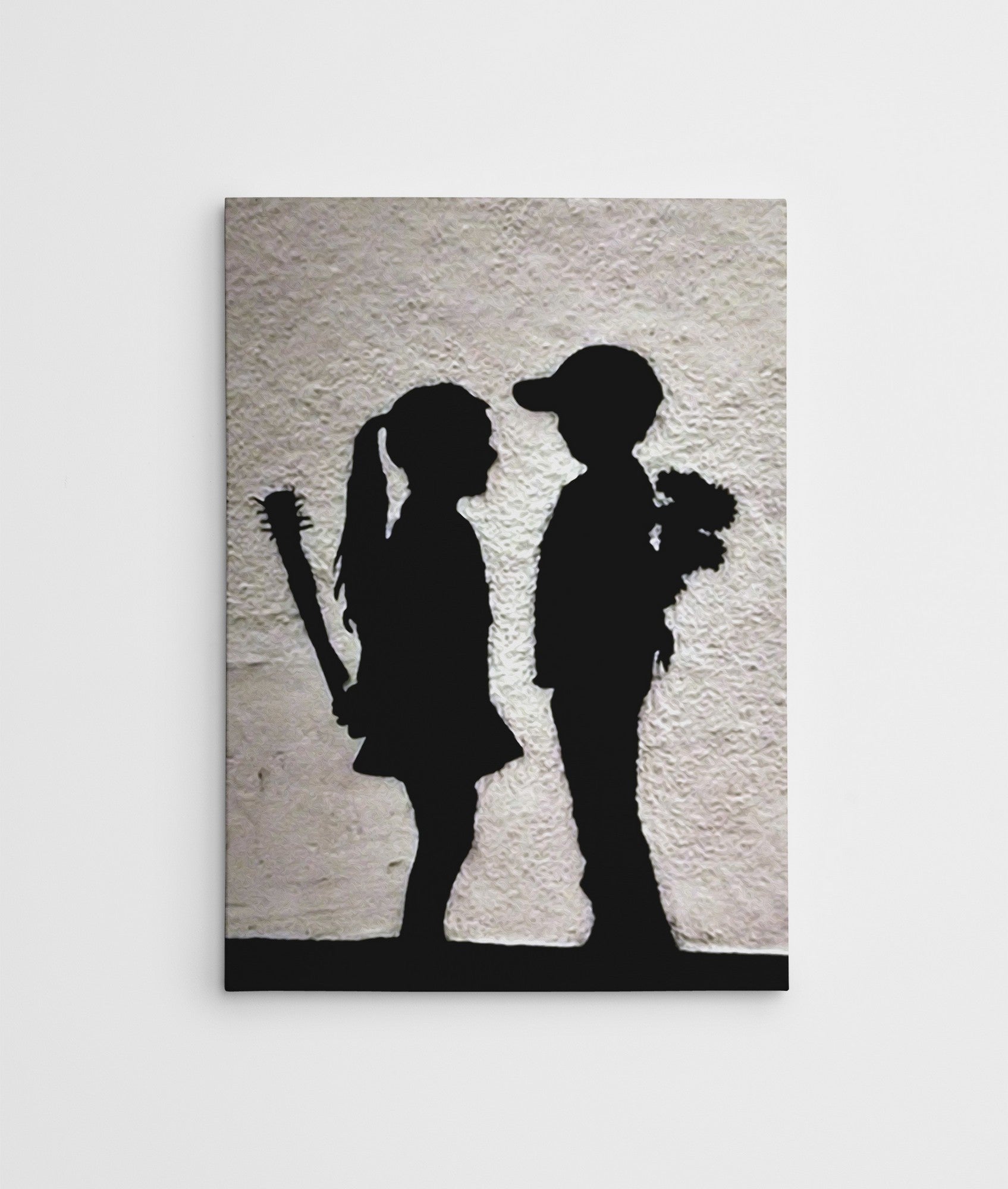 Impressionante tela decorativa de Banksy, 50 x 70 cm, 50% algodão/50% poliéster, emoldurada em madeira de 2 x 3 cm | Perfeito para amantes da arte moderna