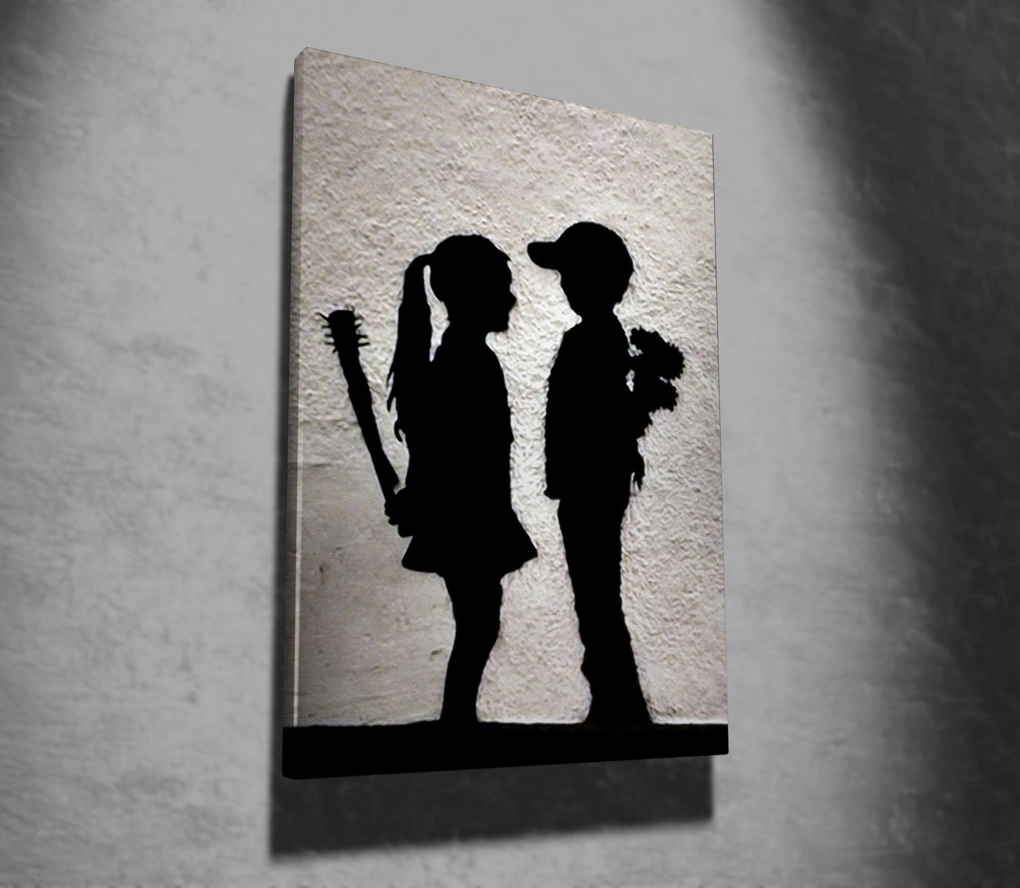 Impressionante tela decorativa de Banksy, 50 x 70 cm, 50% algodão/50% poliéster, emoldurada em madeira de 2 x 3 cm | Perfeito para amantes da arte moderna