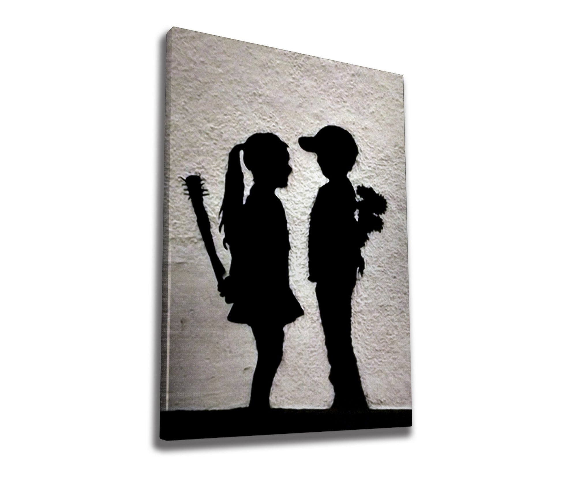 Impressionante tela decorativa de Banksy, 50 x 70 cm, 50% algodão/50% poliéster, emoldurada em madeira de 2 x 3 cm | Perfeito para amantes da arte moderna