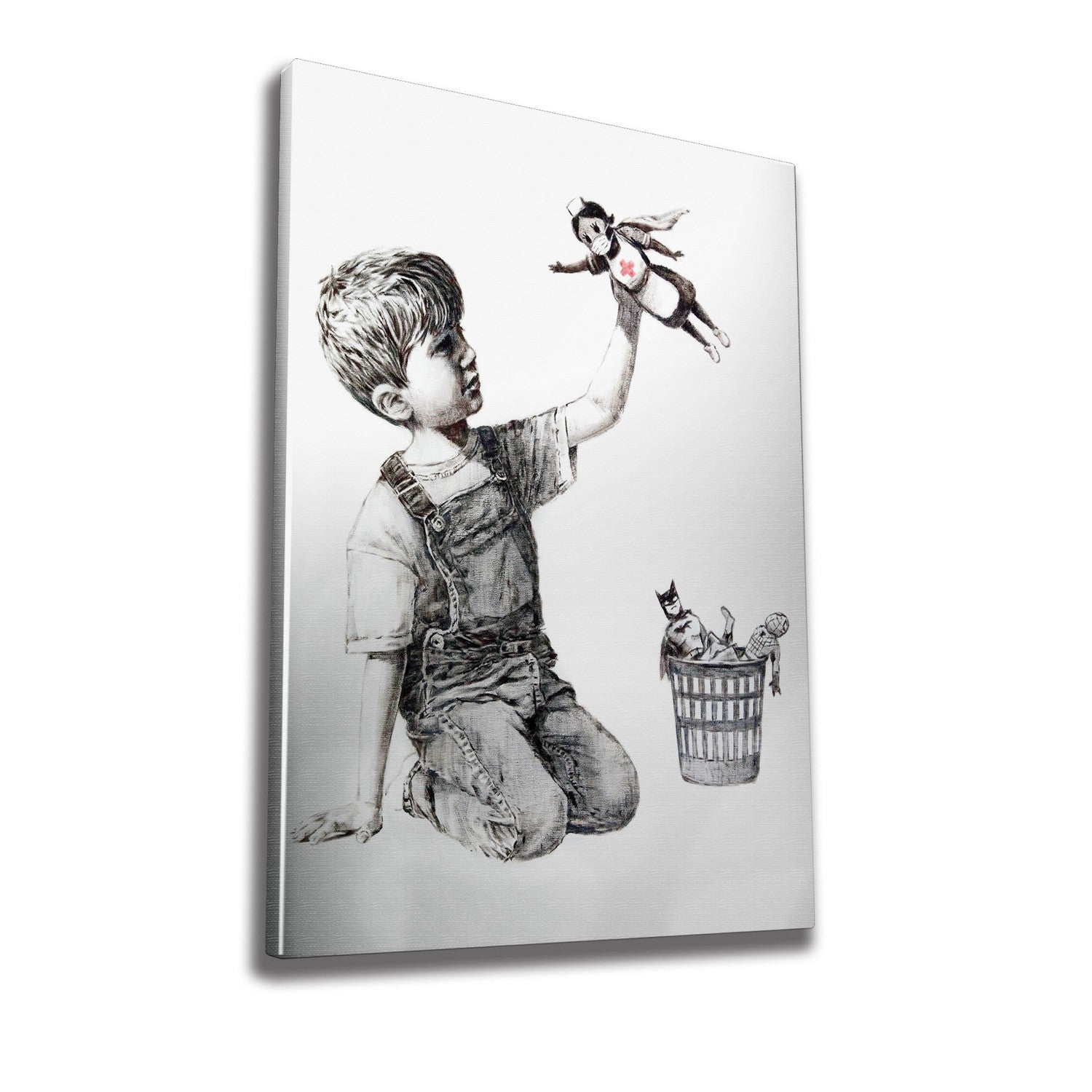 Impressionante tela decorativa de Banksy, 50 x 70 cm, 50% algodão/50% poliéster, emoldurada em madeira de 2 x 3 cm | Perfeito para amantes da arte moderna