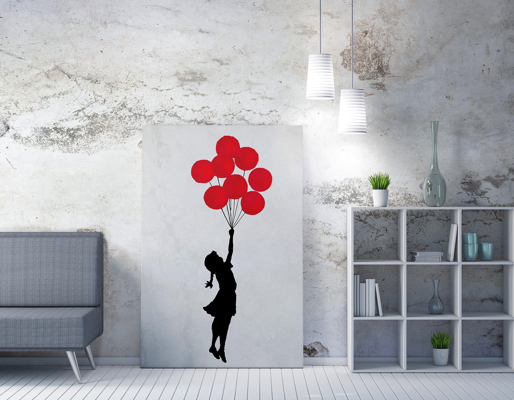 Tela decorativa emoldurada – 70 x 100 cm – com moldura de madeira