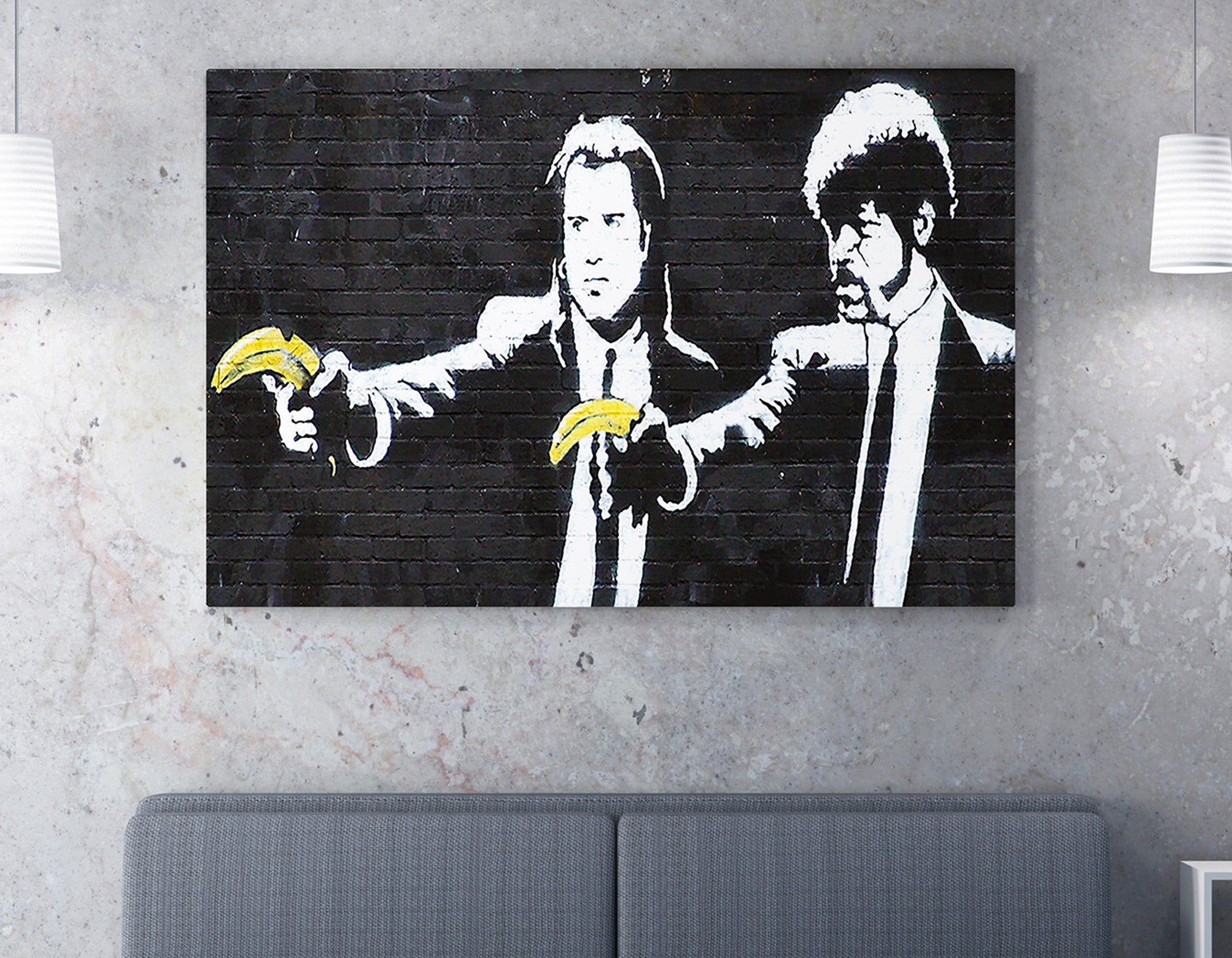 Impressionante tela decorativa de Banksy, 50 x 70 cm, 50% algodão/50% poliéster, emoldurada em madeira de 2 x 3 cm | Perfeito para amantes da arte moderna