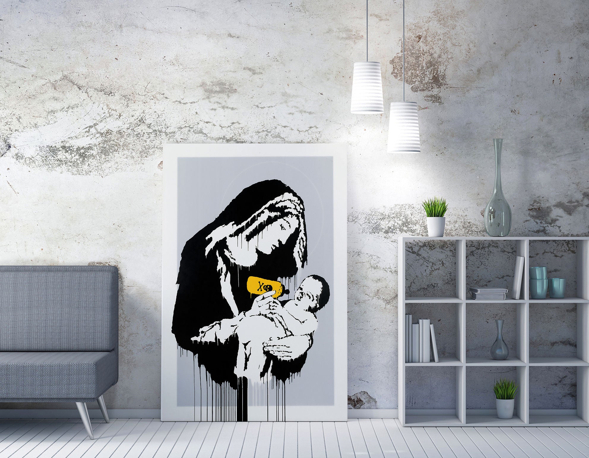 Quadro Decorativo em Tela WY122 Multicolor 50x70cm - Impressão Digital com Moldura de Madeira