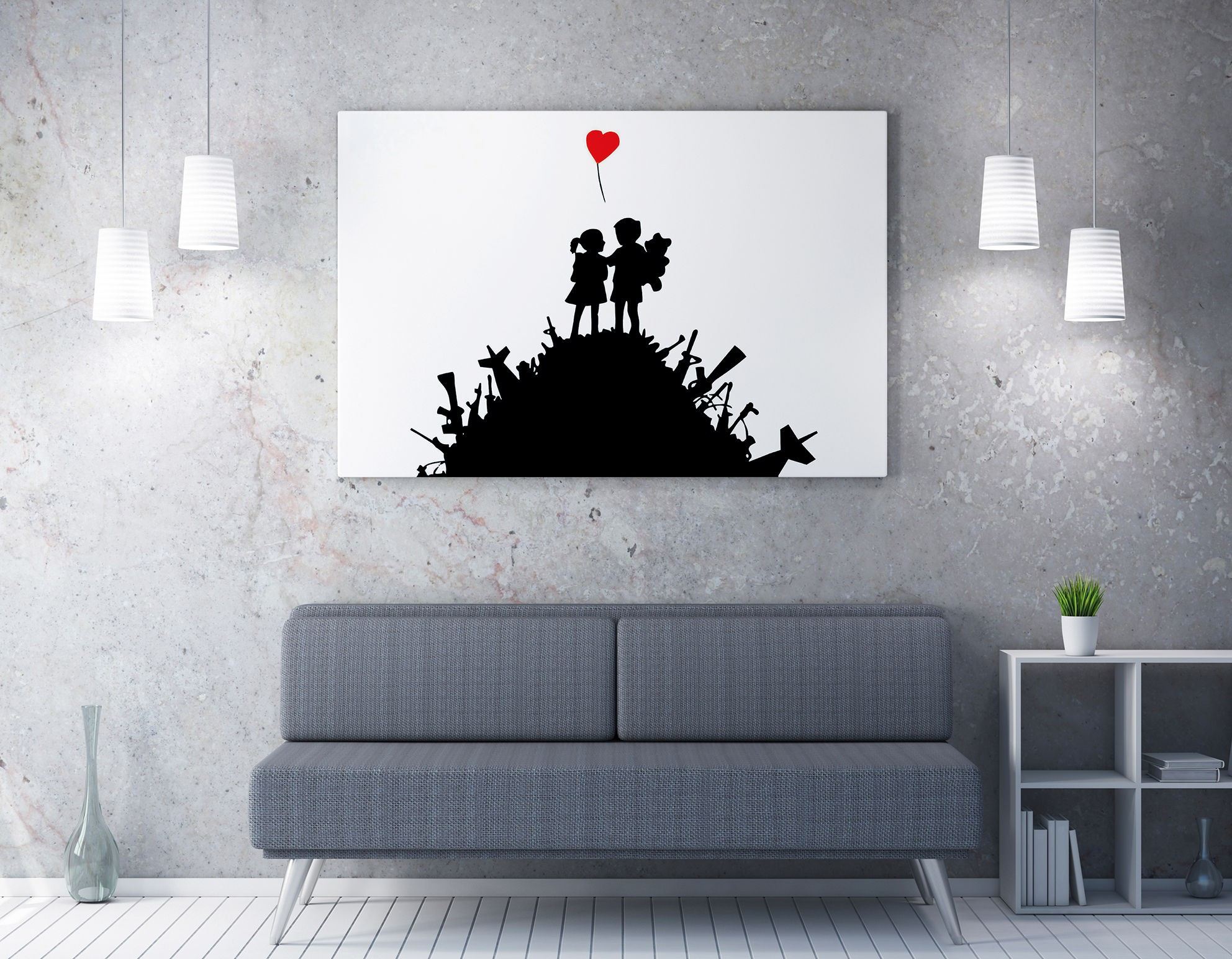 Quadro Decorativo em Tela WY140 Multicolor 50x70cm - Impressão Digital com Moldura de Madeira