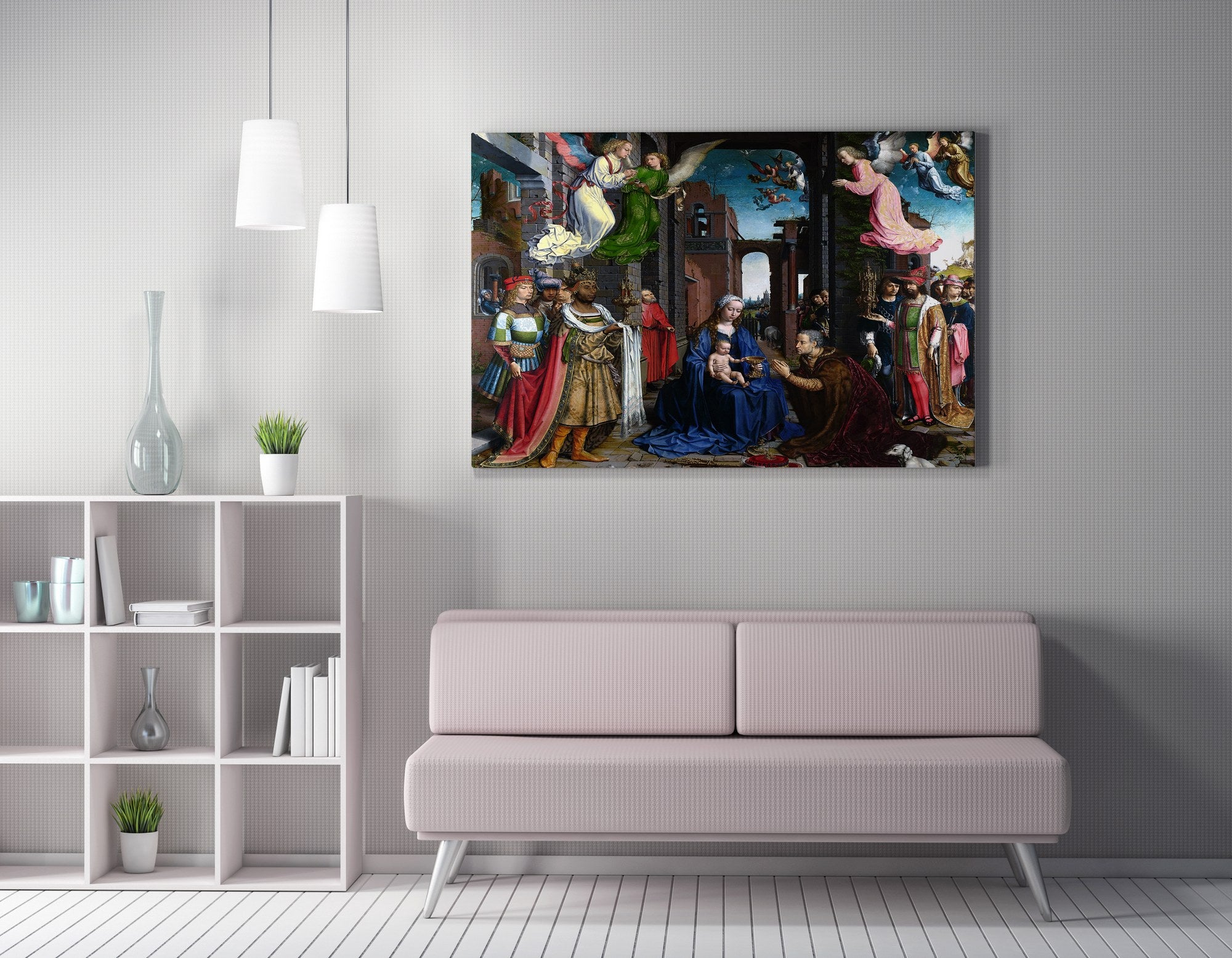 Quadro Decorativo em Tela WY311 Multicolor 50x70cm - Impressão Digital Premium com Moldura em Madeira