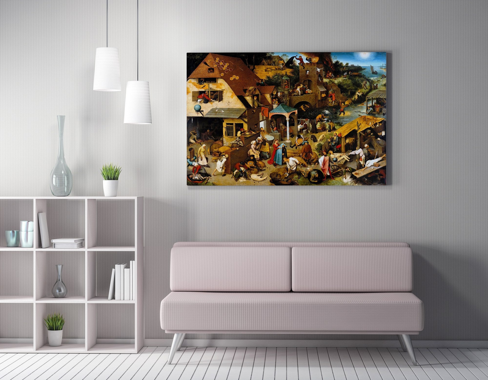 Quadro Decorativo em Tela WY314 Multicolor 50x70cm - Impressão Digital com Moldura de Madeira