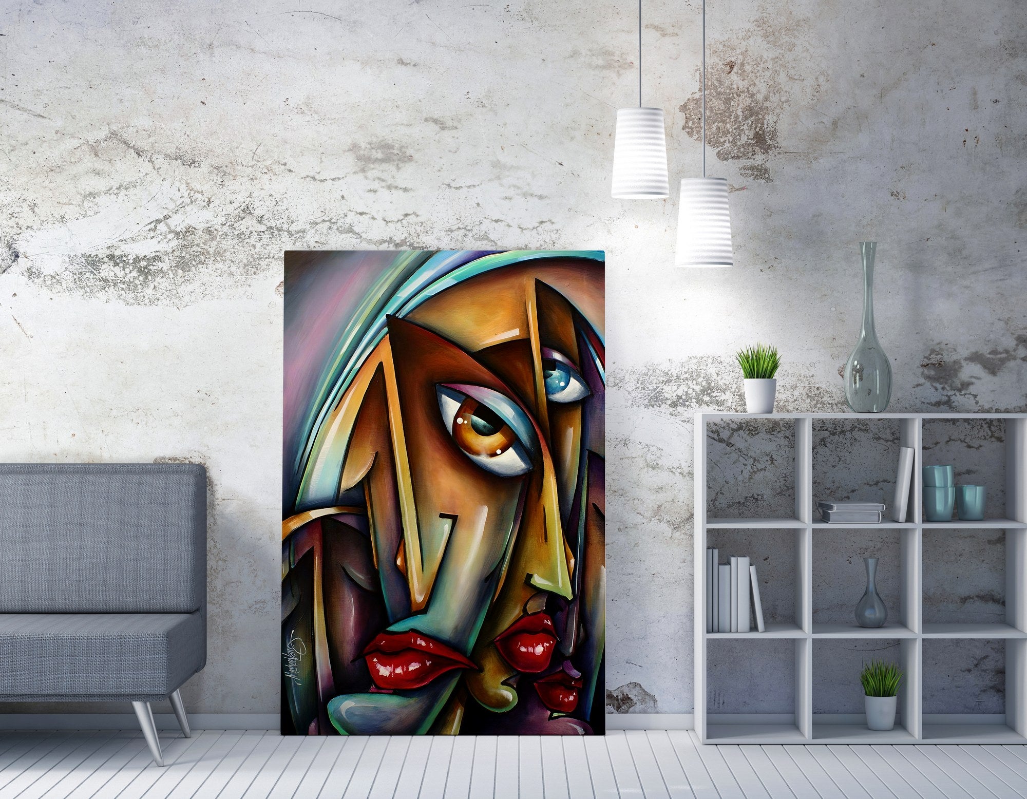 Quadro Decorativo em Tela WY320 Multicolor 50x70cm - Impressão Digital com Moldura de Madeira