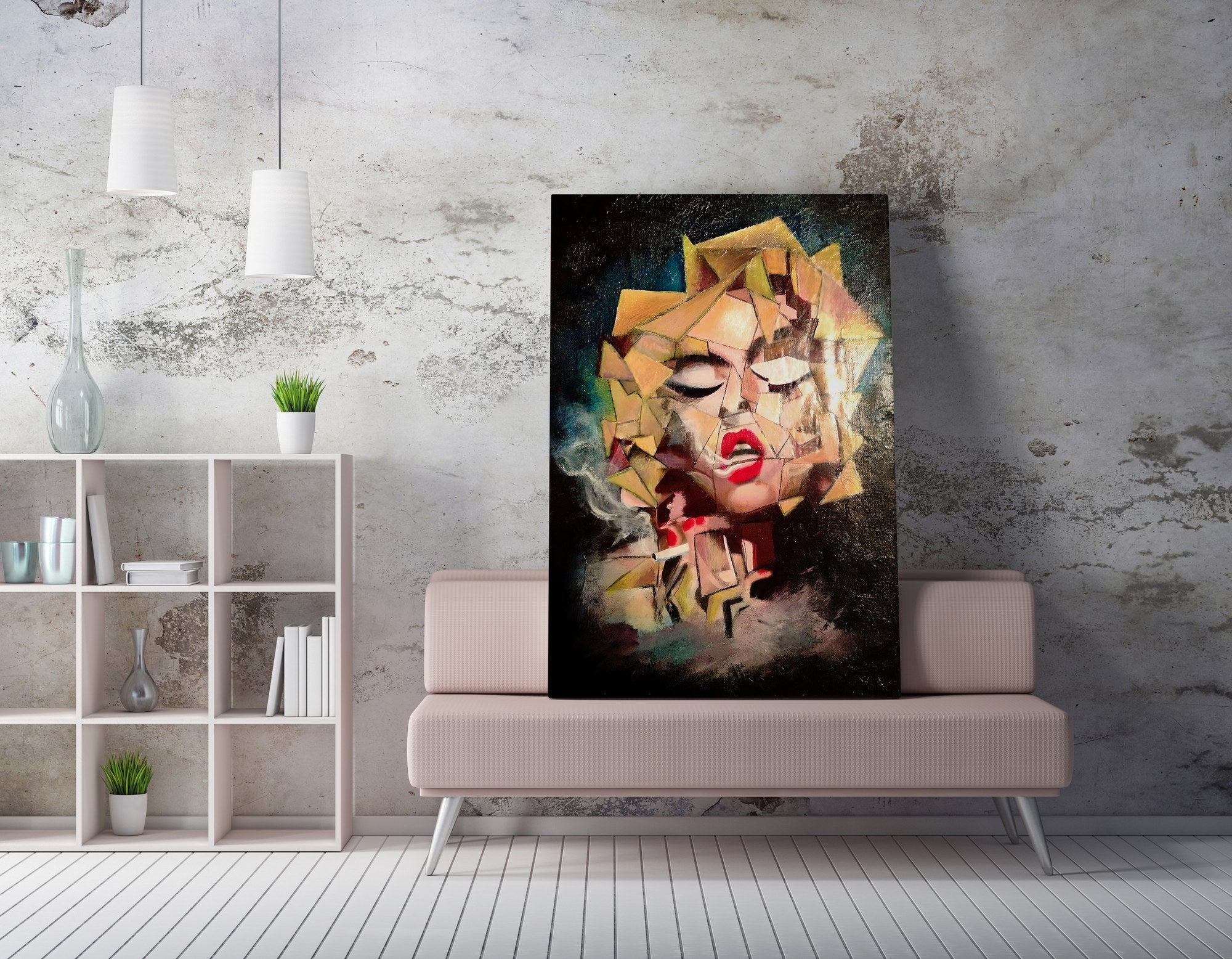 Quadro Decorativo em Tela WY322 Multicolor 50x70cm - Impressão Digital com Moldura de Madeira