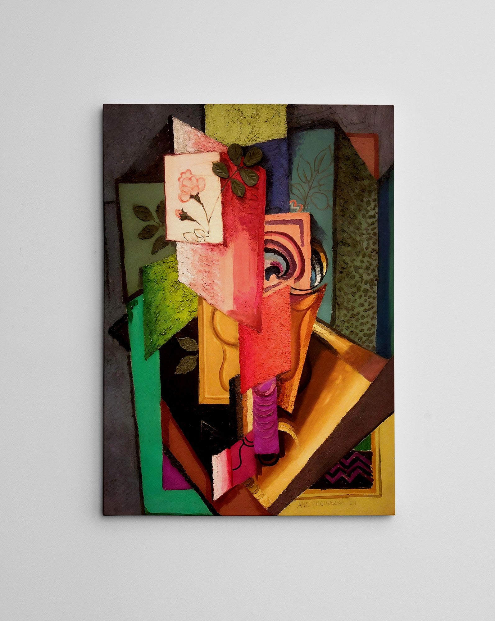 Quadro Decorativo em Tela WY323 Multicolor 50x70cm - Impressão Digital com Moldura de Madeira