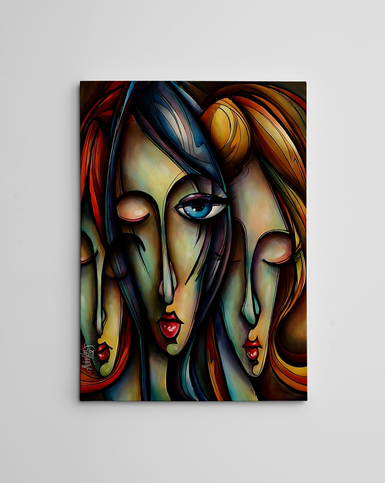 Quadro Decorativo em Tela WY324 Multicolor 50x70cm - Impressão Digital com Moldura de Madeira