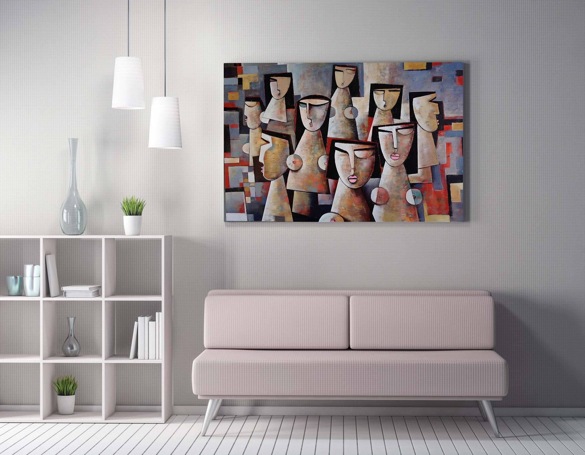 Quadro Decorativo em Tela WY325 Multicolor 50x70cm - Impressão Digital com Moldura de Madeira