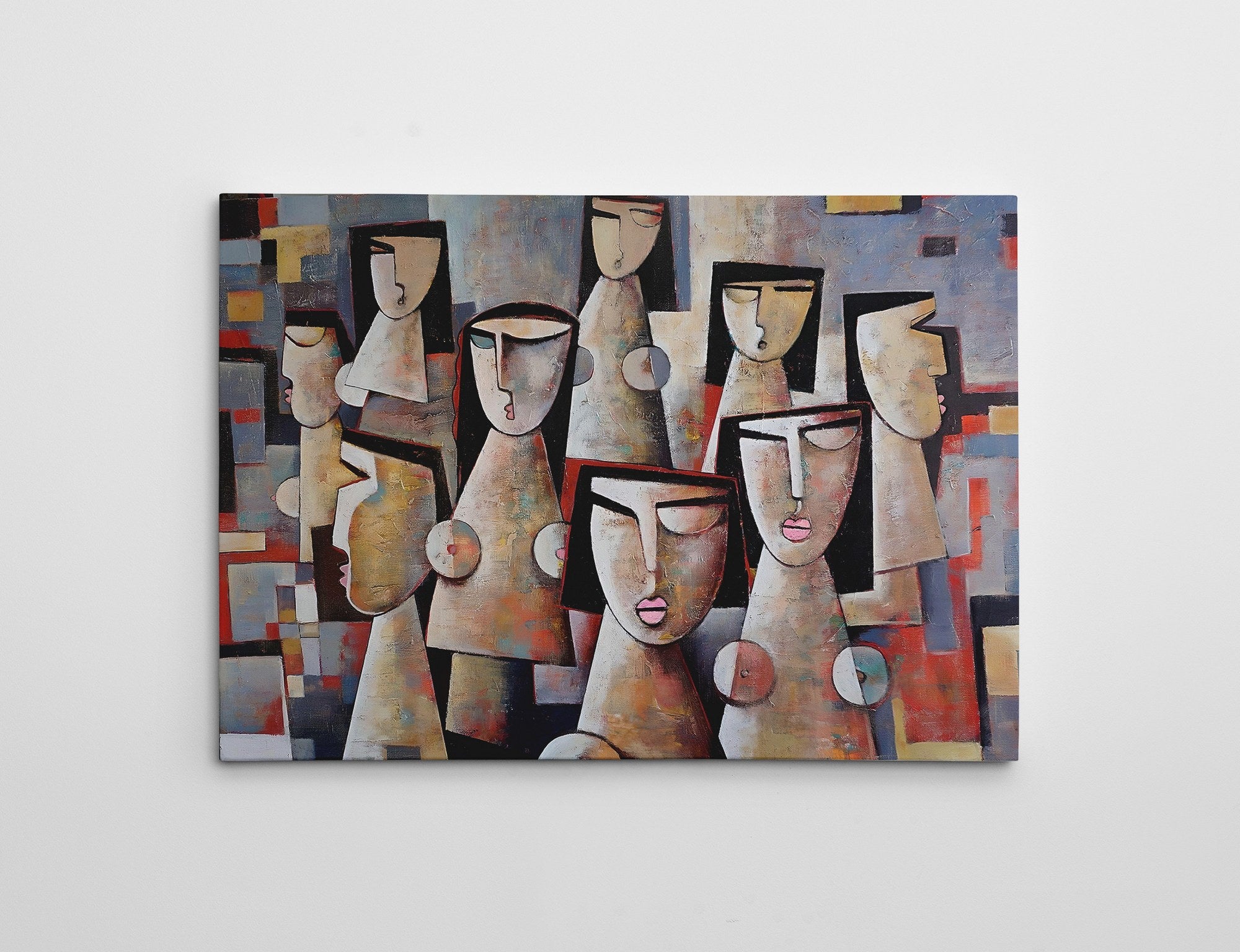 Quadro Decorativo em Tela WY325 Multicolor 50x70cm - Impressão Digital com Moldura de Madeira