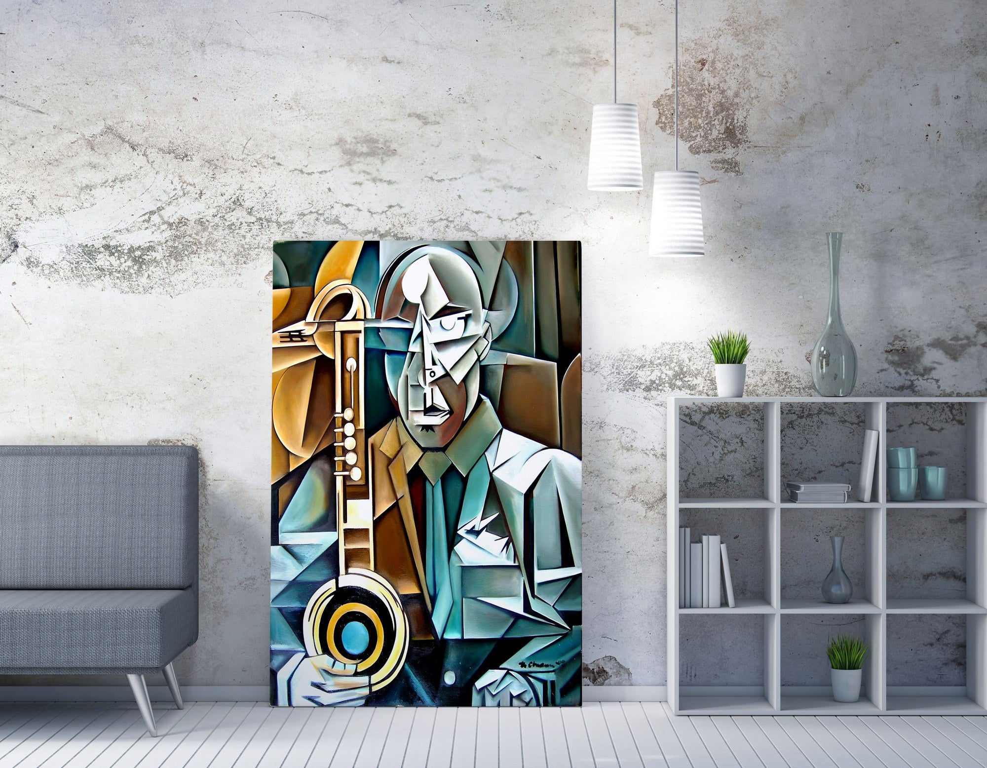 Quadro Decorativo em Tela WY326 Multicolor 50x70cm - Impressão Digital com Moldura de Madeira