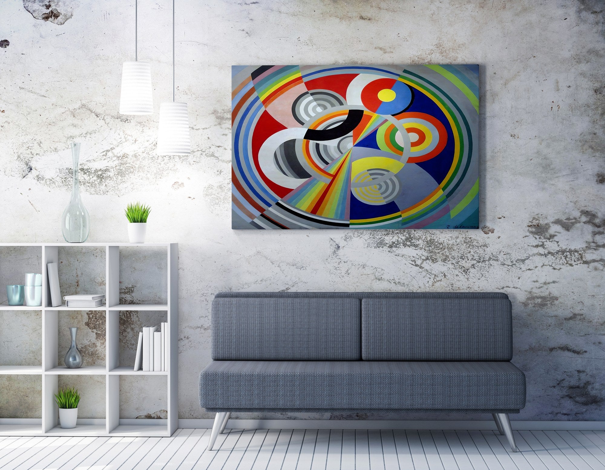 Quadro Decorativo em Tela WY330 - Impressão Digital Multicolor 50x70cm com Moldura de Madeira