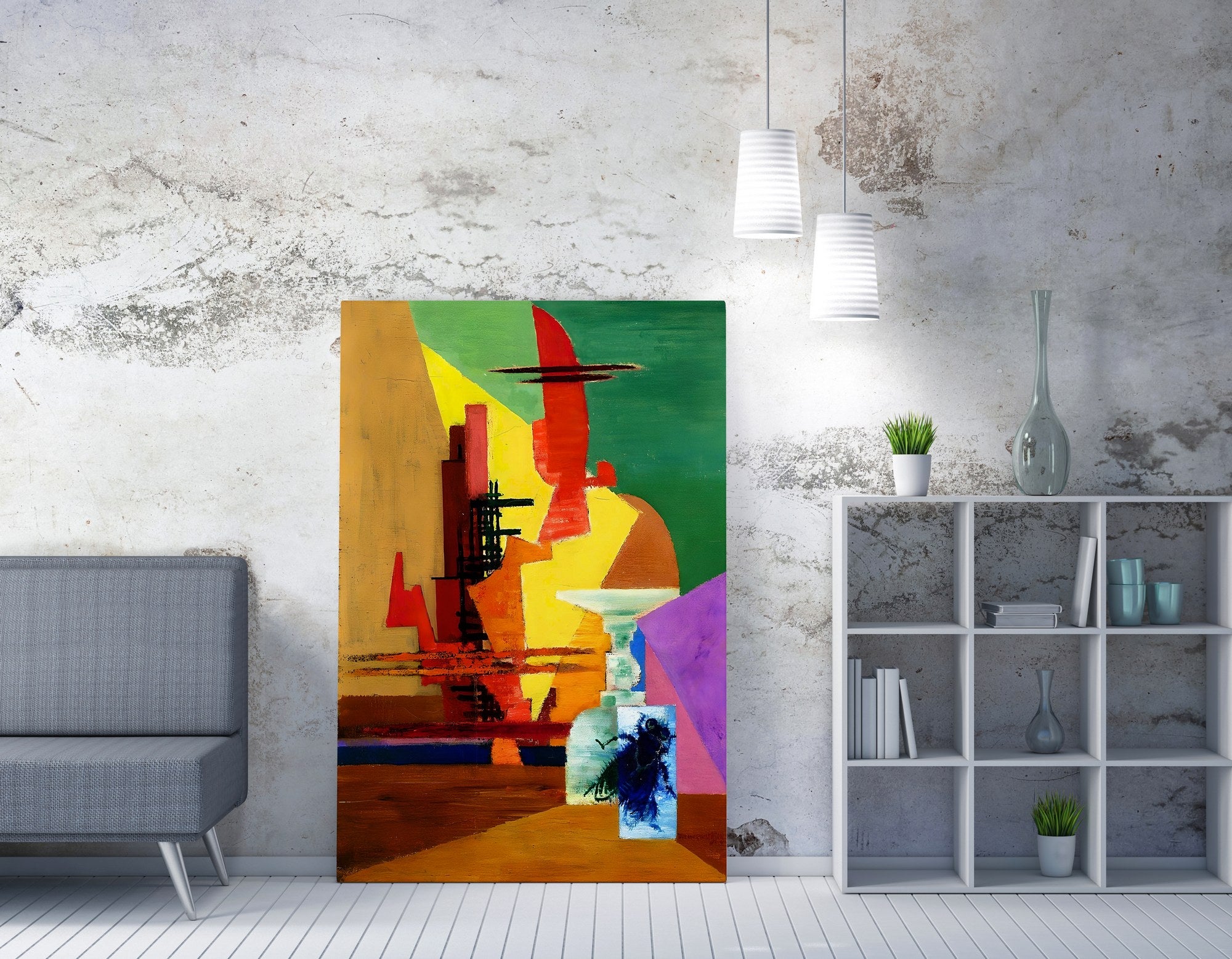 Quadro Decorativo em Tela WY331 - Impressão Digital Multicolor 50x70cm com Moldura de Madeira