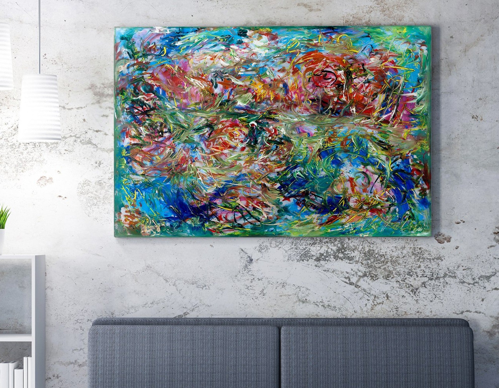 Quadro Decorativo em Tela WY332 - Impressão Digital Multicolor 50x70cm com Moldura de Madeira