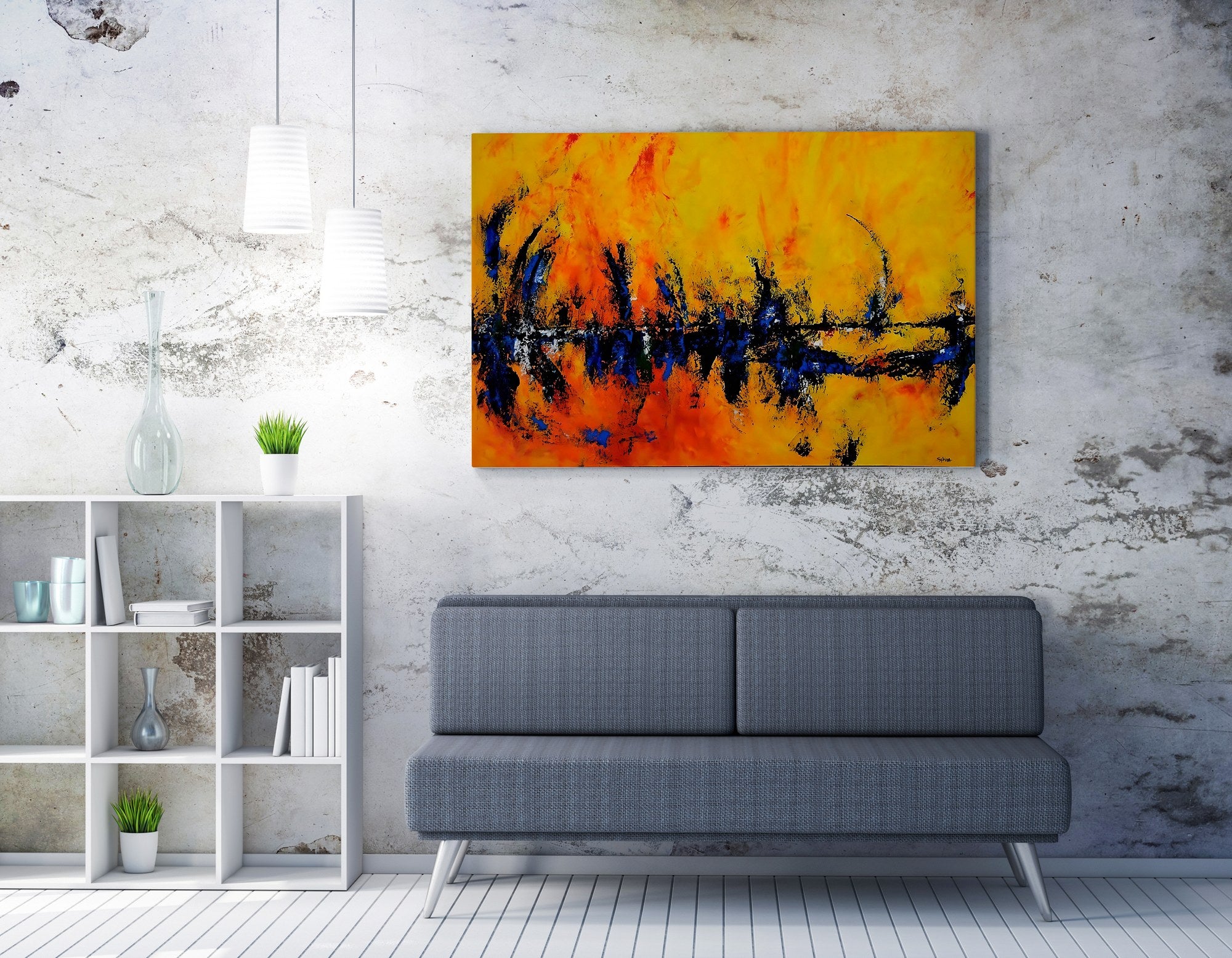 Quadro Decorativo em Tela WY333 Multicolor 50x70cm - Impressão Digital Premium com Moldura em Madeira