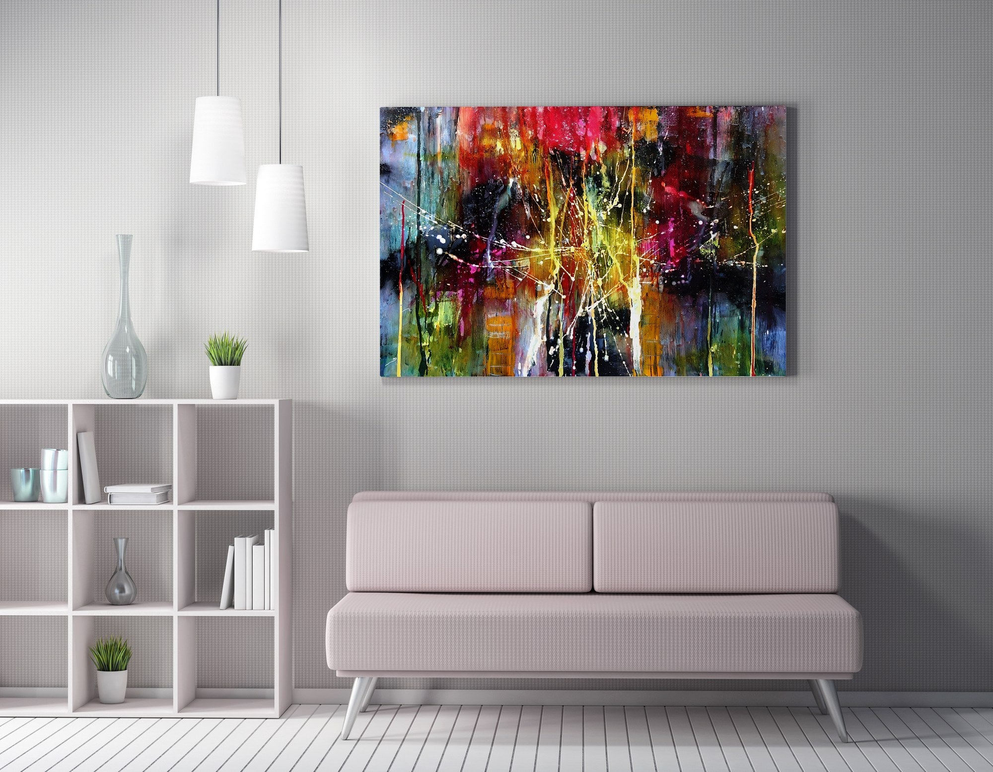 Quadro Decorativo em Tela WY337 Multicolor 50x70cm - Impressão Digital Premium com Moldura de Madeira