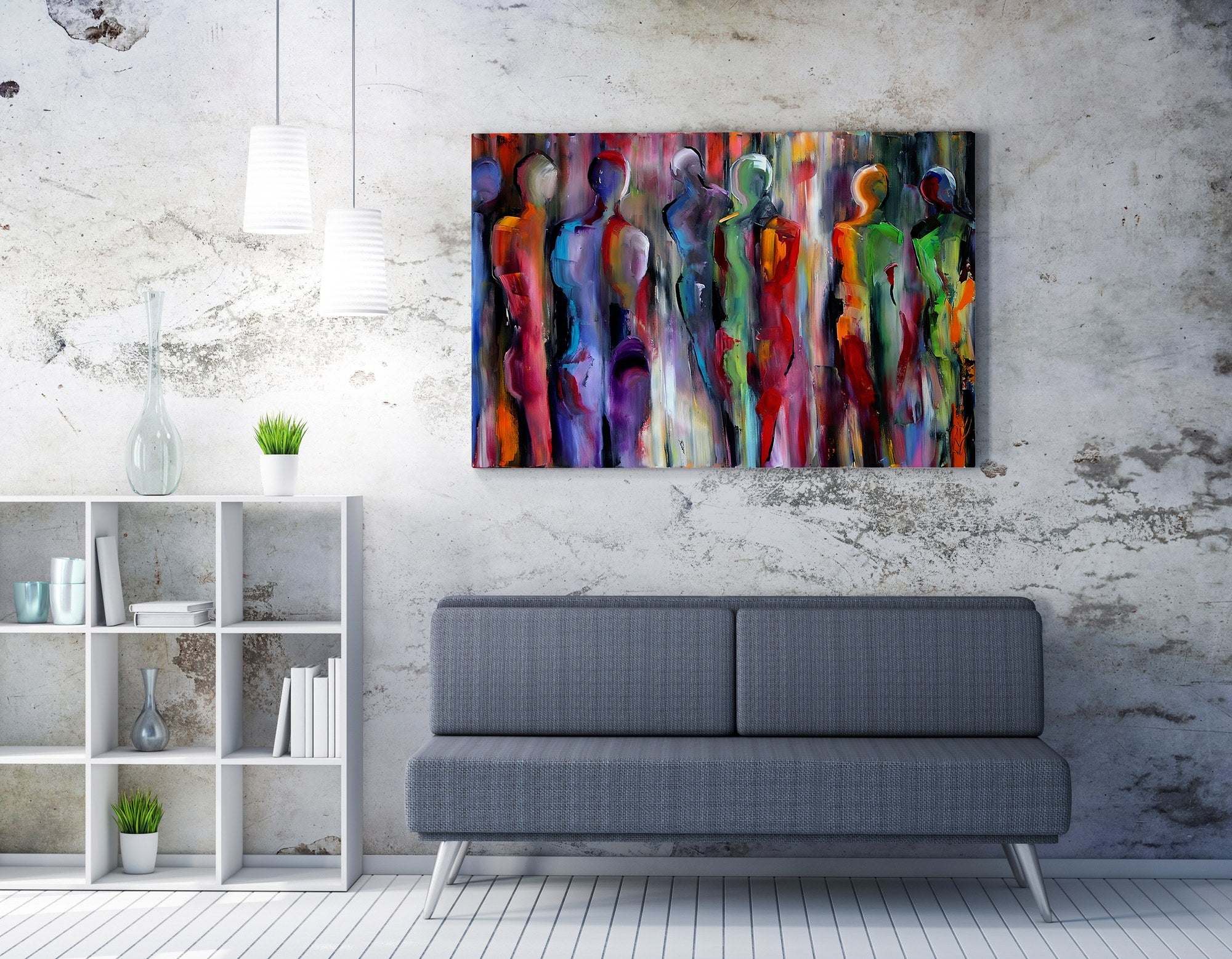 Quadro Decorativo em Tela WY338 Multicolor 50x70cm - Impressão Digital Premium com Moldura de Madeira