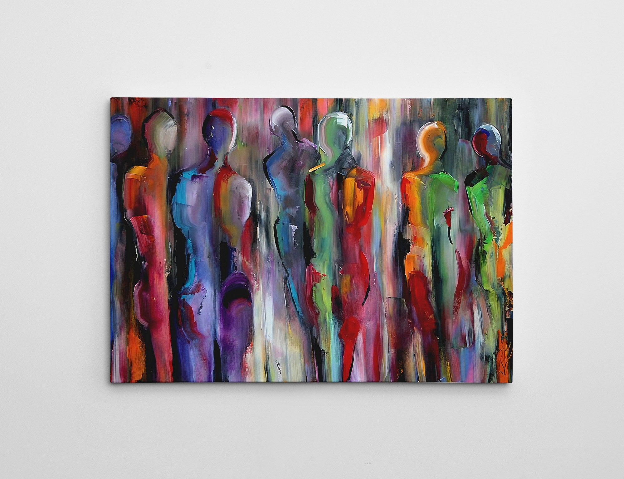 Quadro Decorativo em Tela WY338 Multicolor 50x70cm - Impressão Digital Premium com Moldura de Madeira