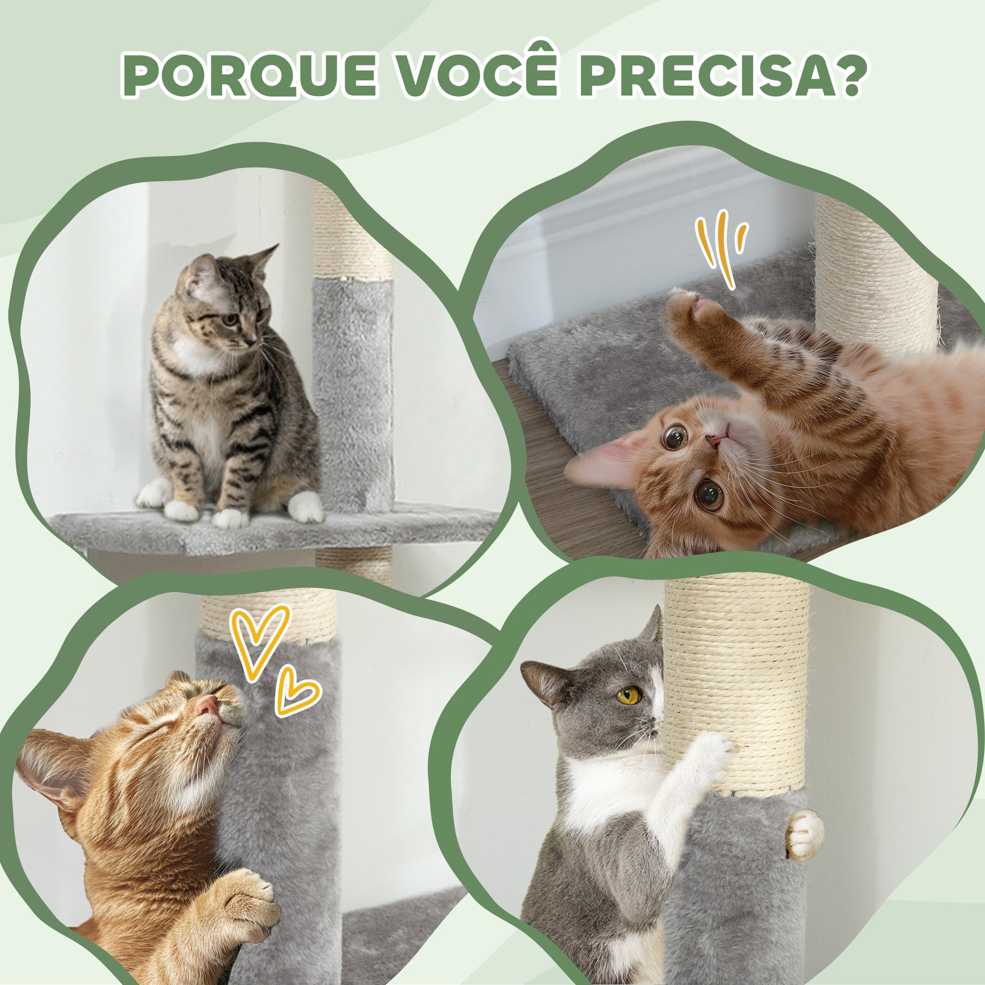 Arranhador para Gatos Chão ao Teto 225-275 cm Cinza Claro