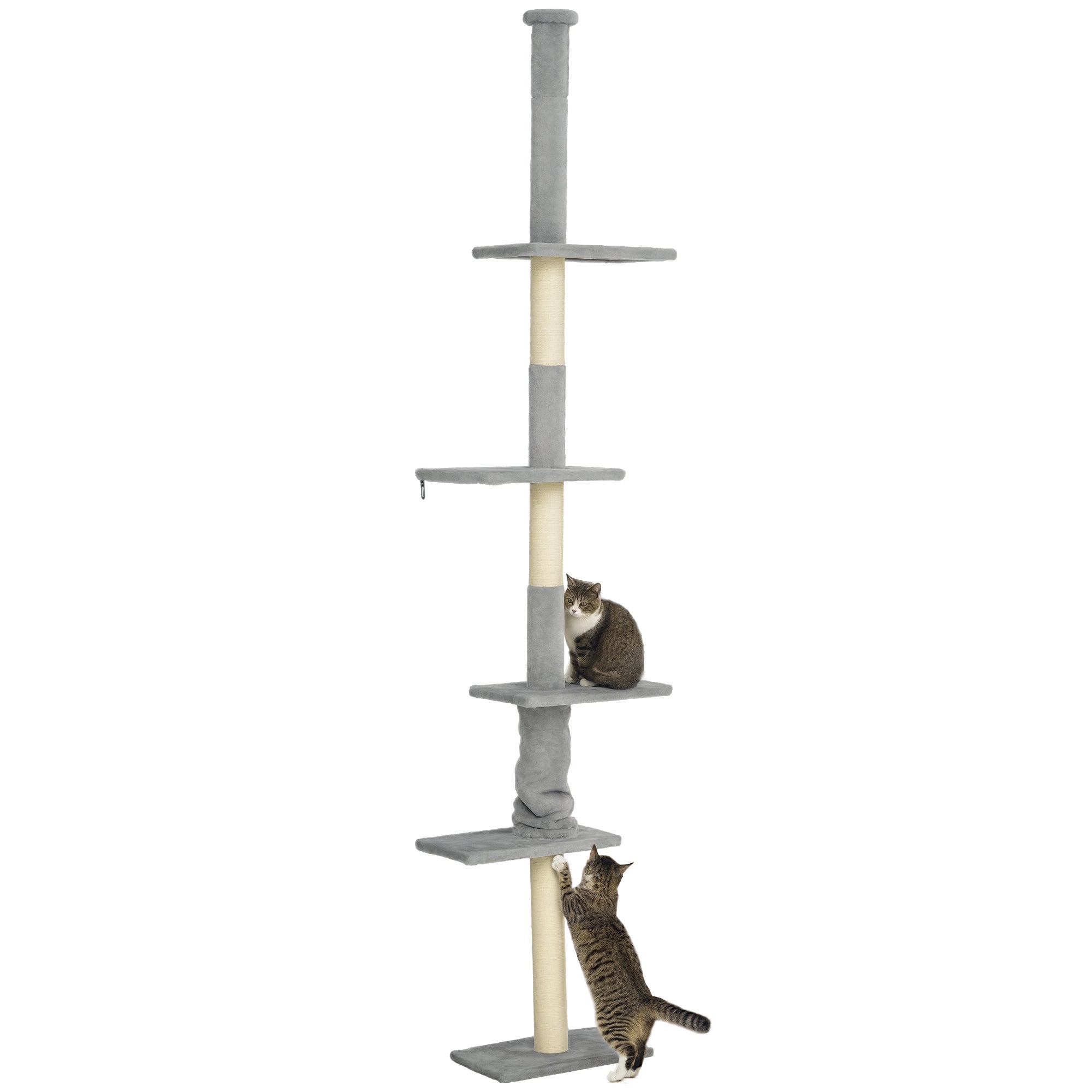 Arranhador para Gatos Chão ao Teto 225-275 cm Cinza Claro