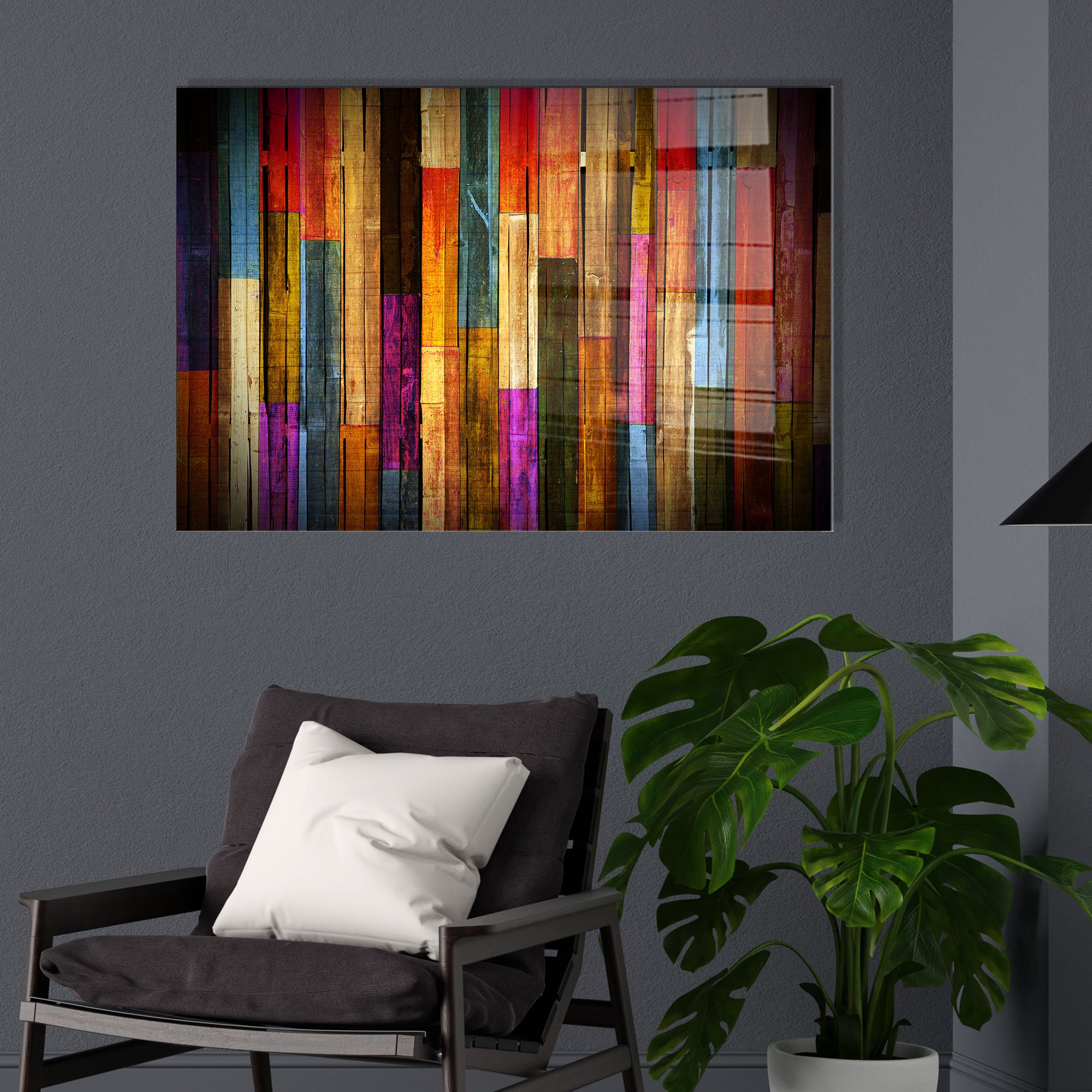 Pintura elegante em vidro temperado, 50 x 70 cm, 100% vidro temperado (4 mm) | Arte de parede deslumbrante para decoração de casa | Perfeita para sala de estar e escritório